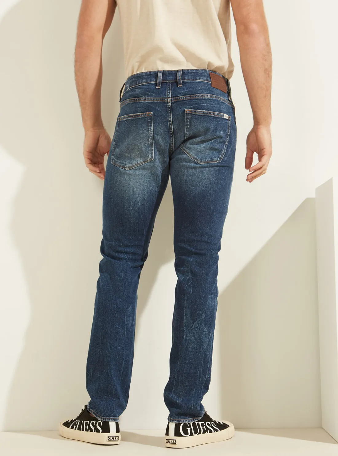 Eco Mid-Rise Slim Tapered Denim Jeans in Antique Wash