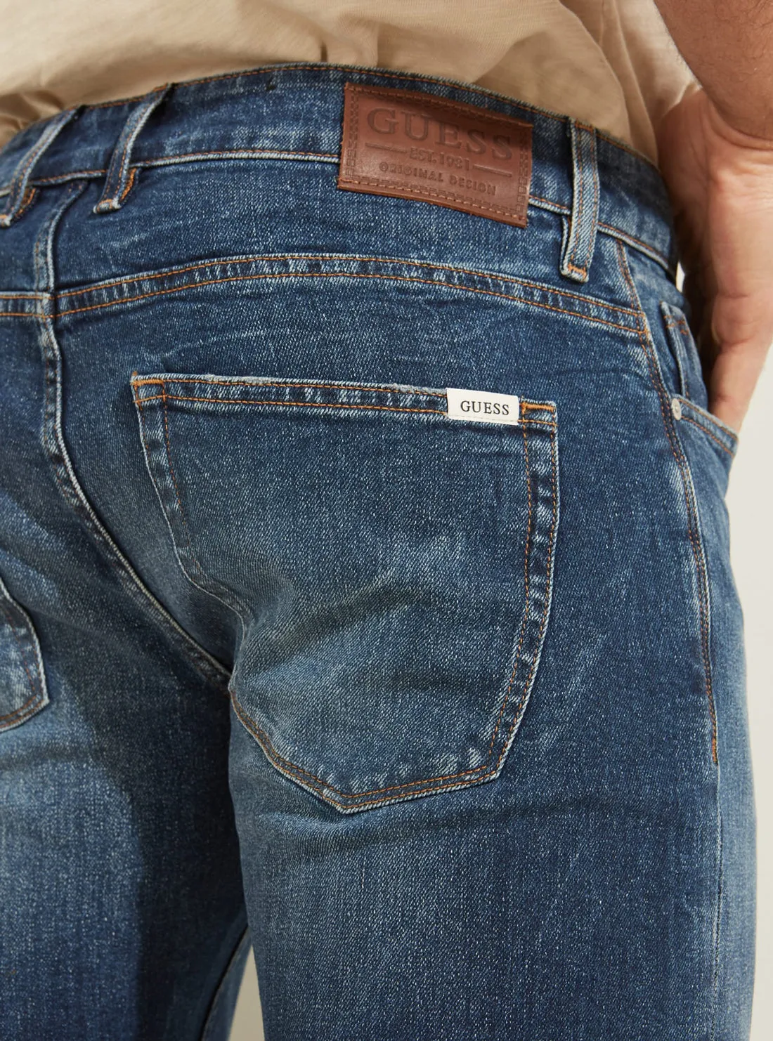Eco Mid-Rise Slim Tapered Denim Jeans in Antique Wash