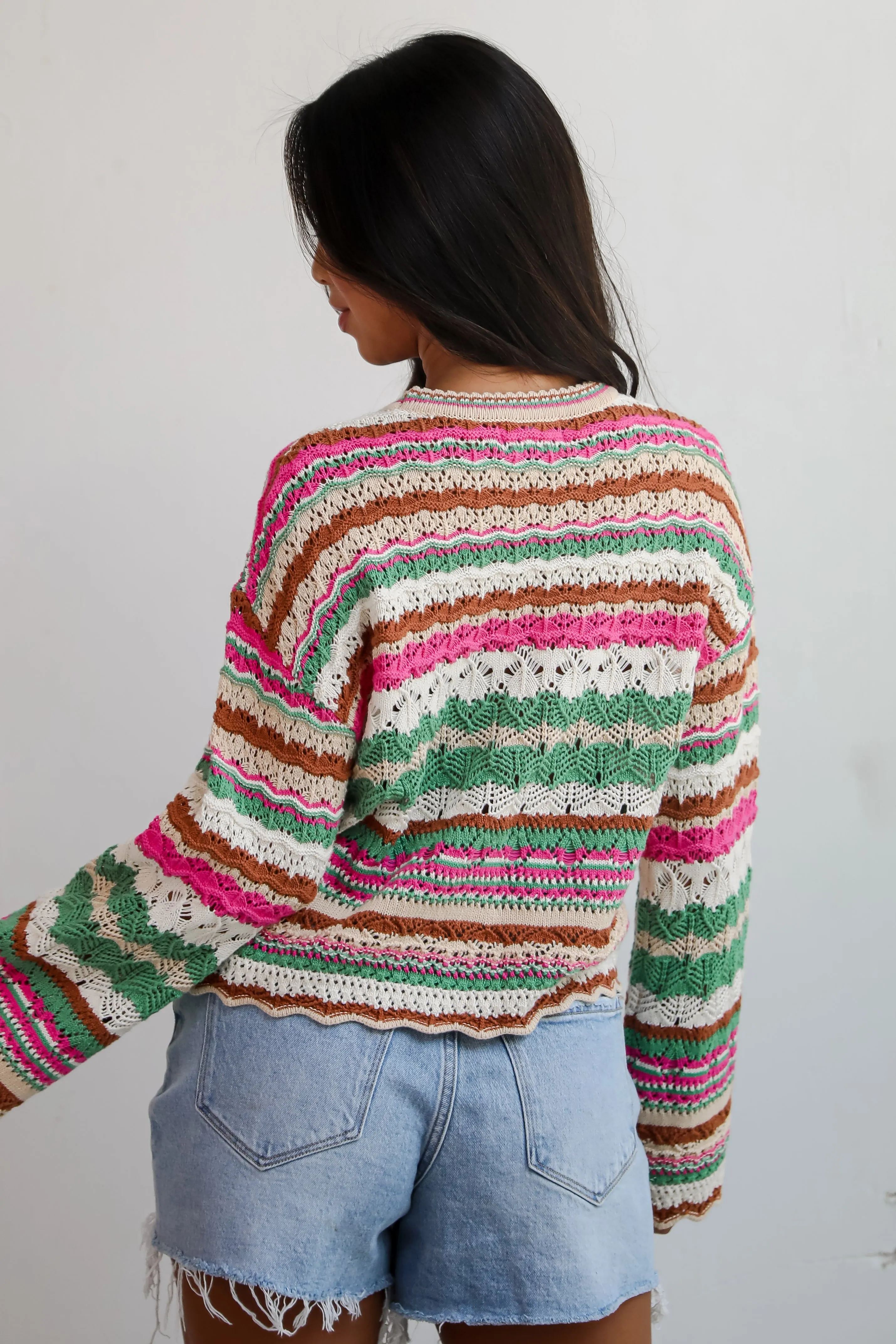 FINAL SALE - Adorable Disposition Multi Crochet Knit Top