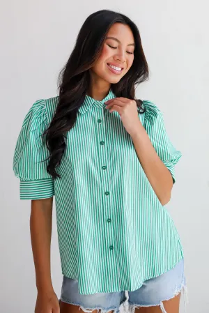 FINAL SALE - Authentic Sweetness Green Striped Blouse