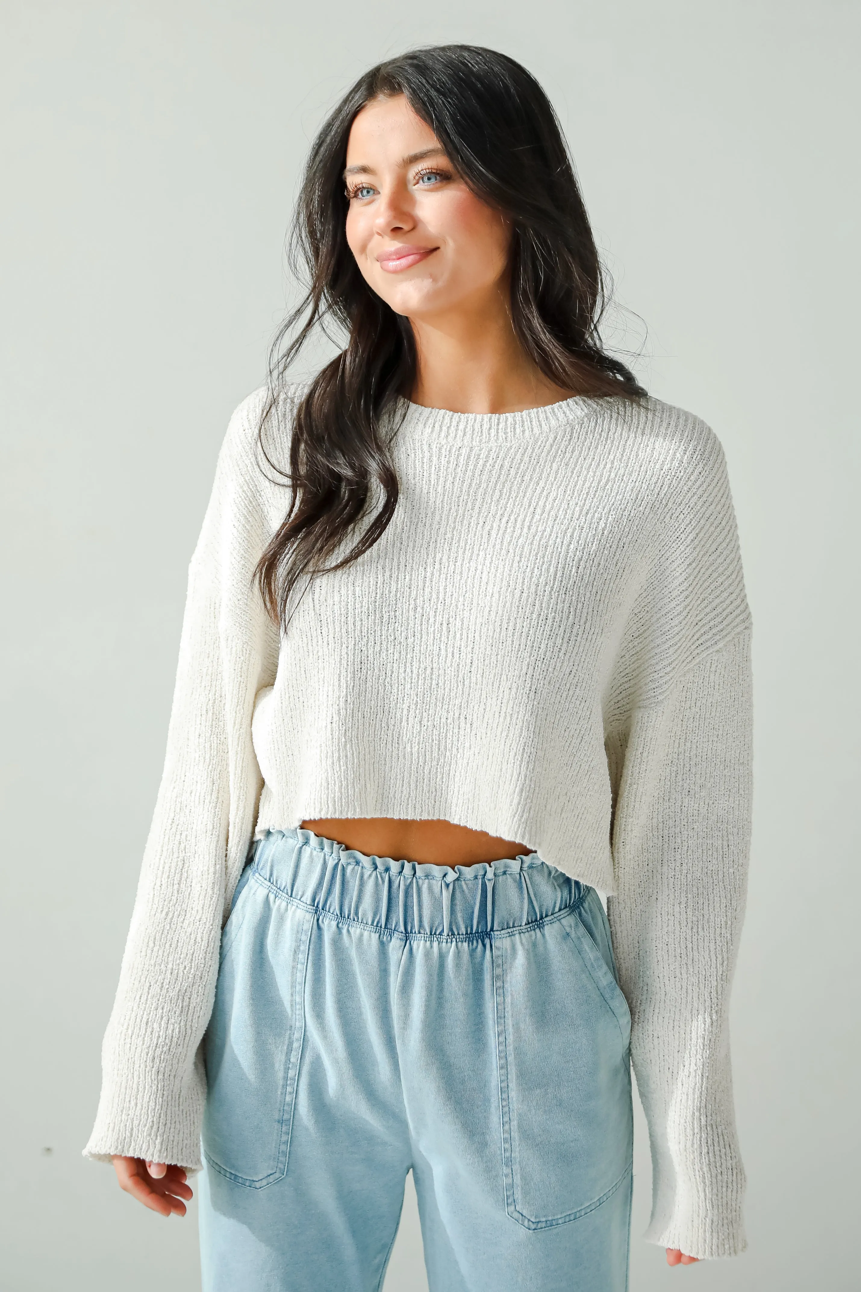 FINAL SALE - Best Essence Ivory Cropped Sweater