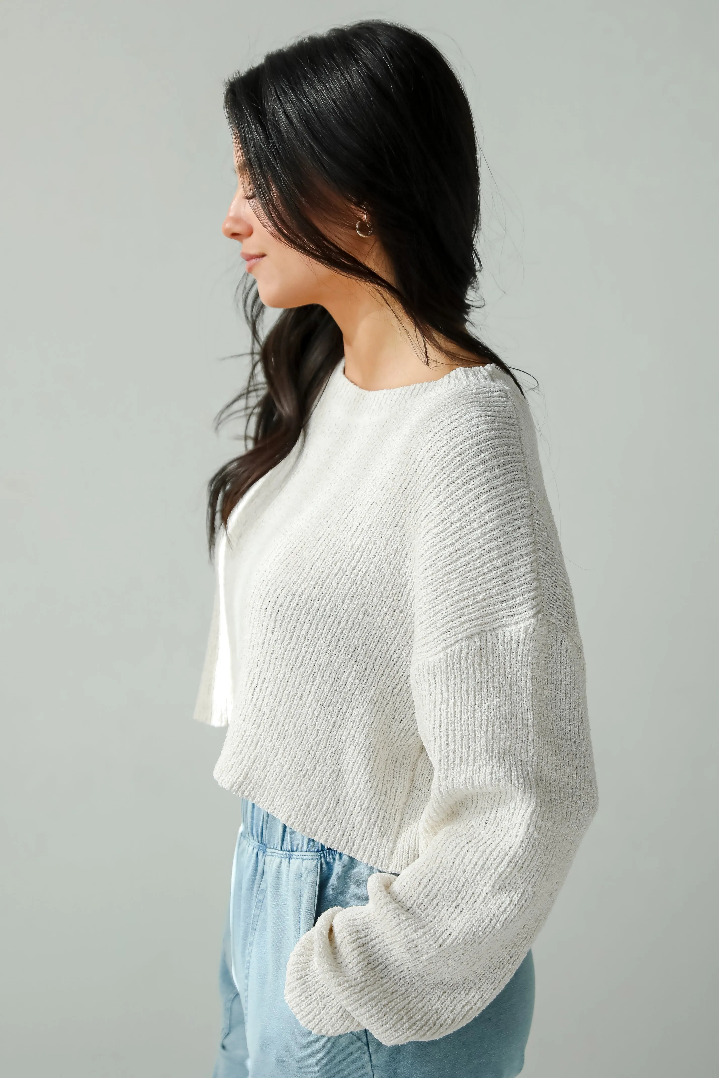 FINAL SALE - Best Essence Ivory Cropped Sweater