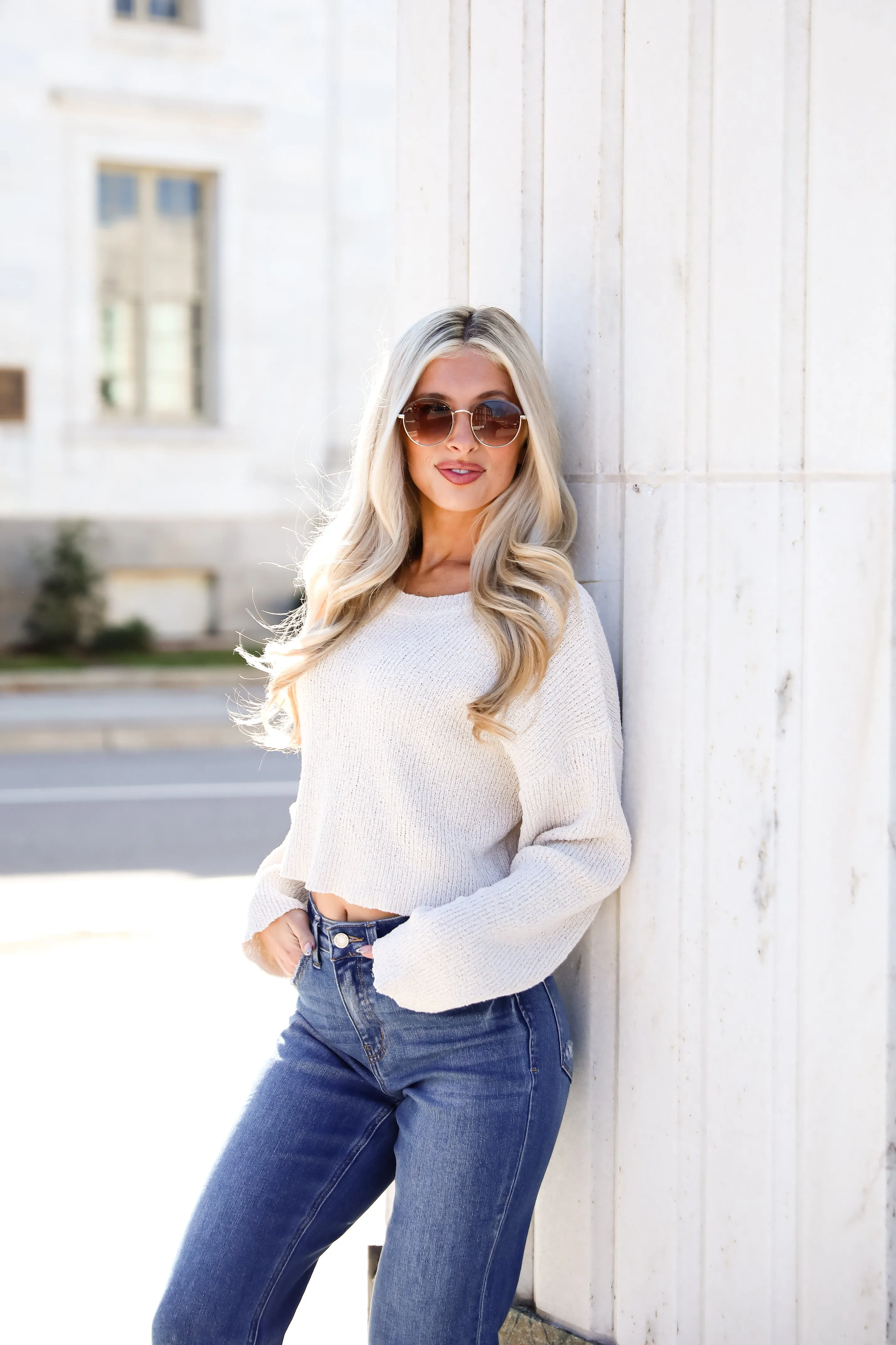 FINAL SALE - Best Essence Ivory Cropped Sweater
