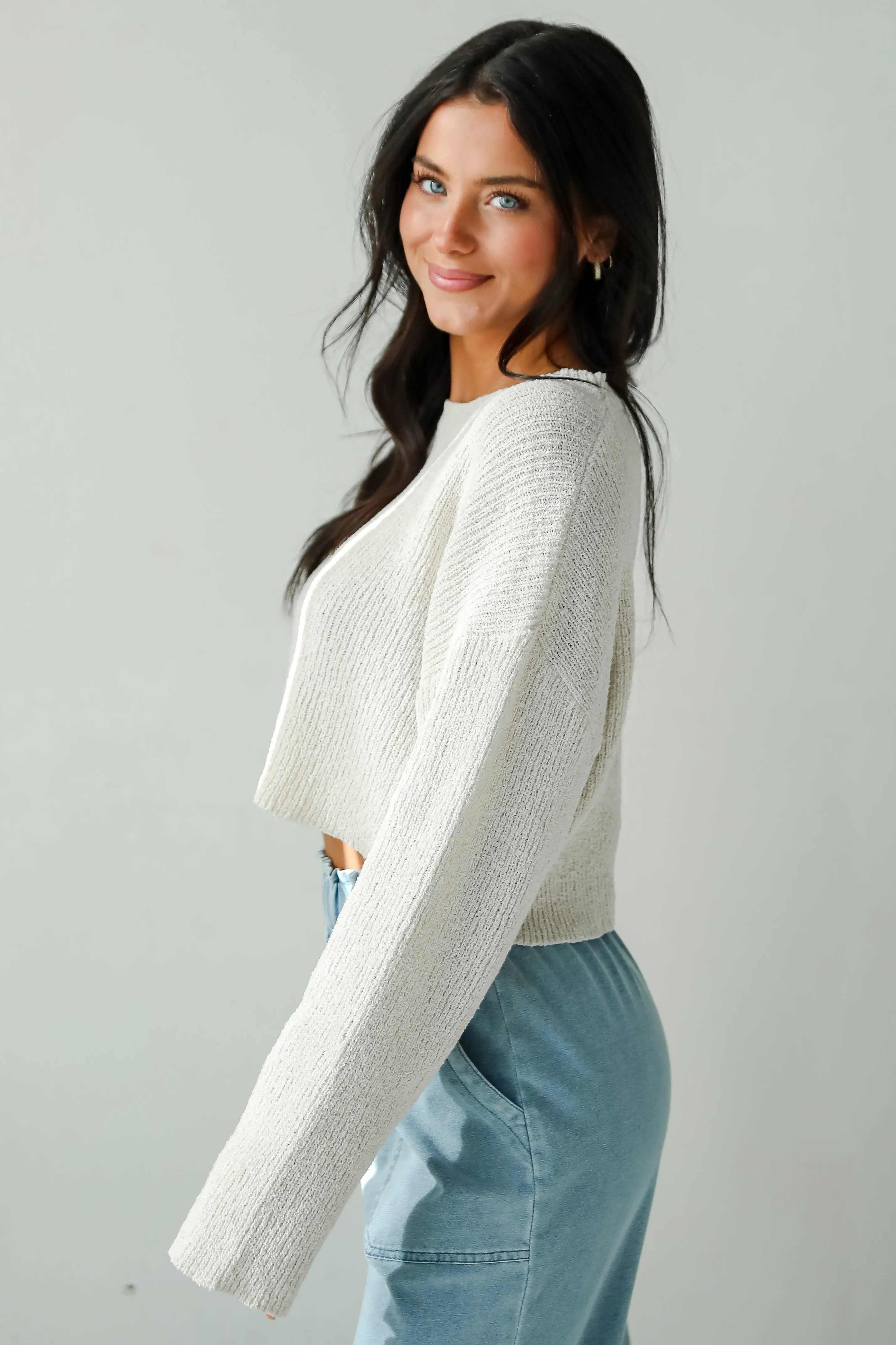 FINAL SALE - Best Essence Ivory Cropped Sweater