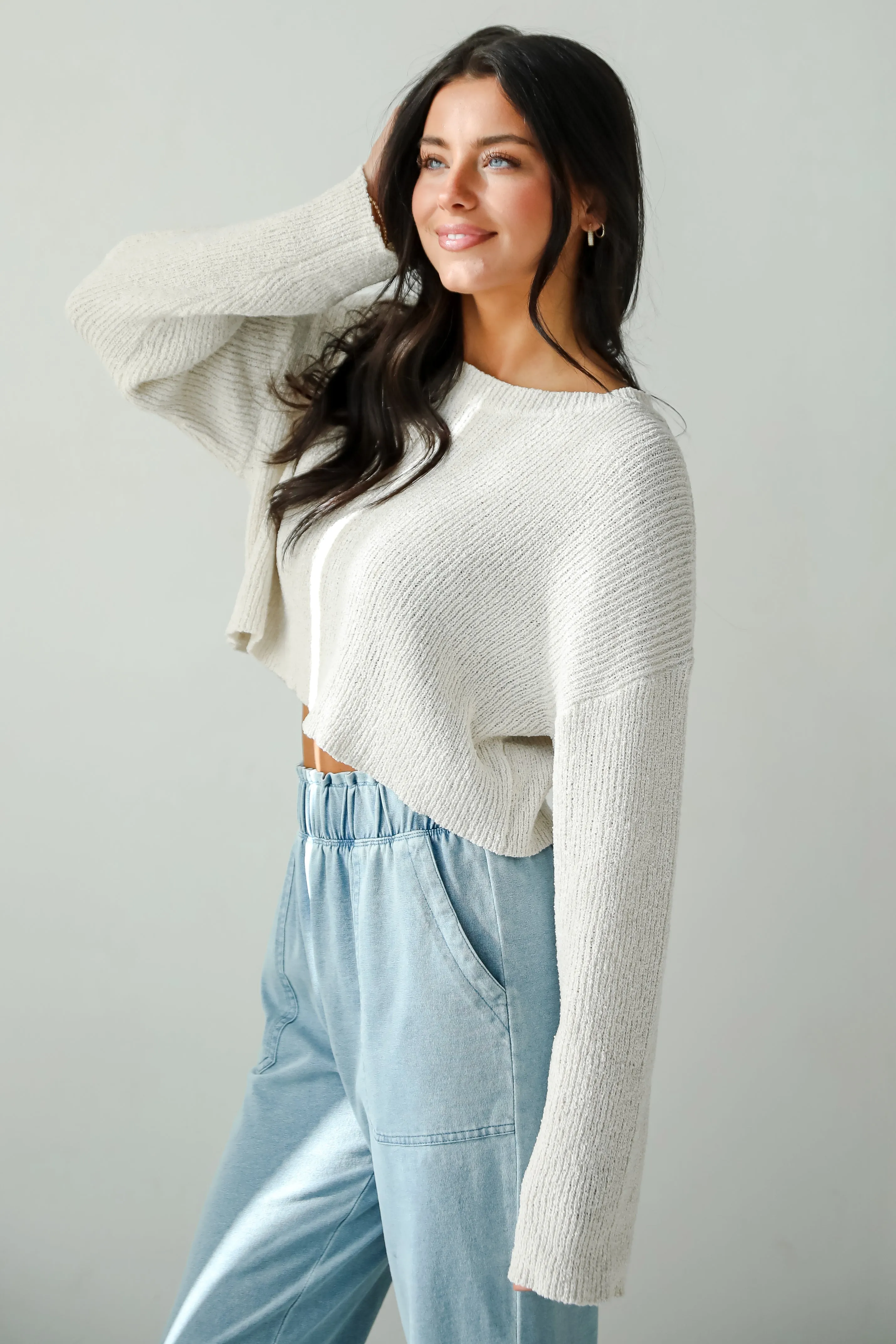 FINAL SALE - Best Essence Ivory Cropped Sweater