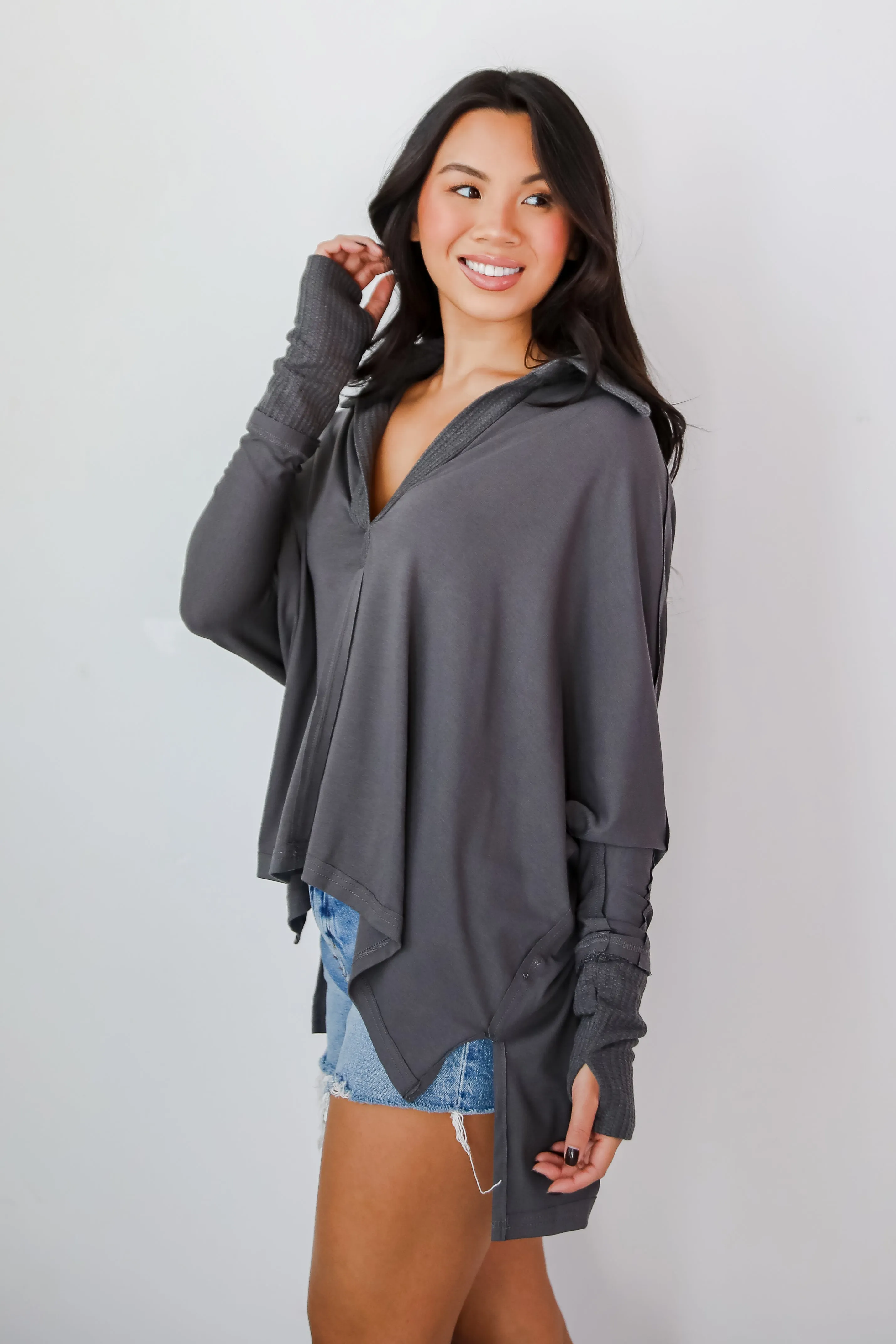 FINAL SALE - Composed Look Waffle Knit Contrast Collared Top