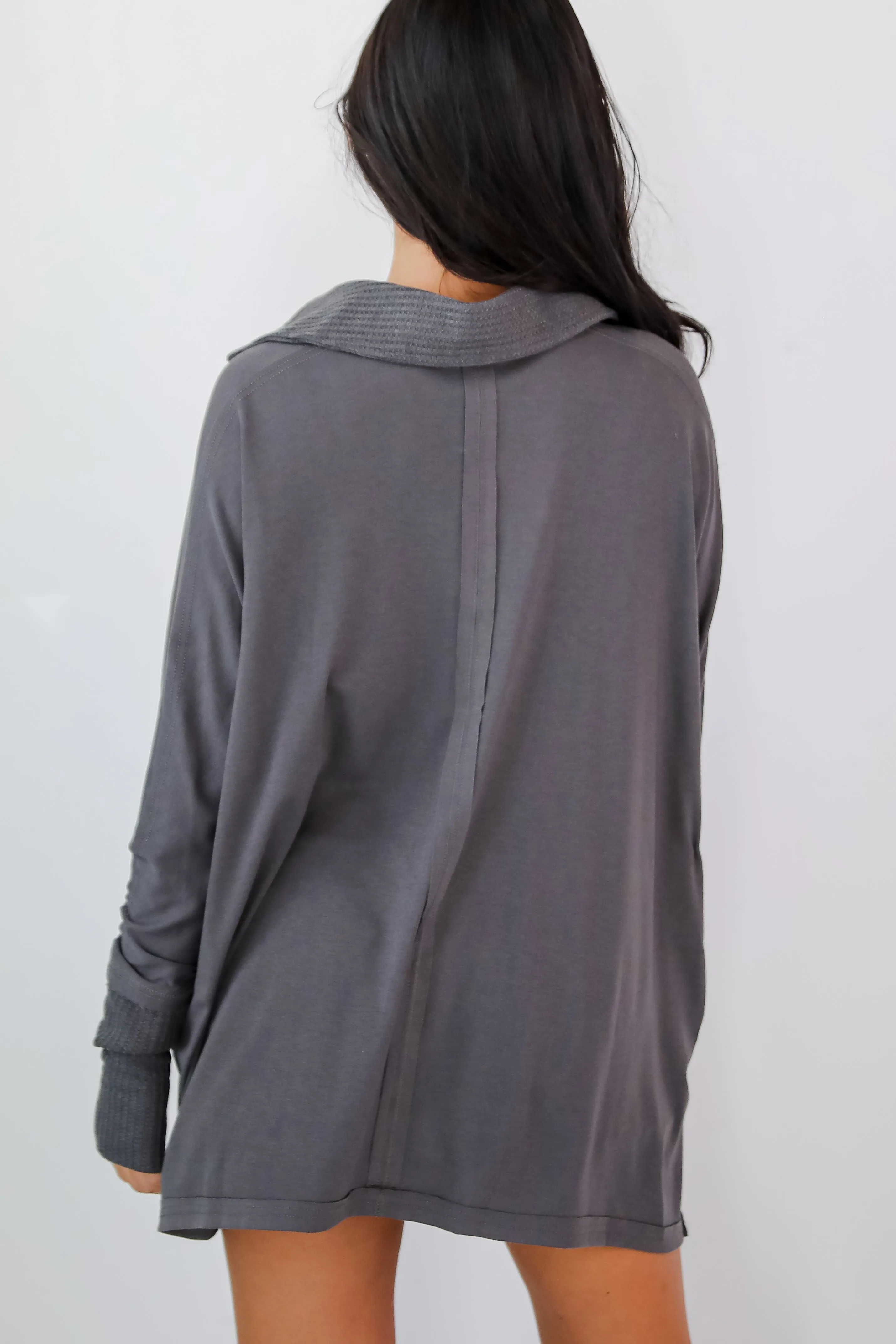 FINAL SALE - Composed Look Waffle Knit Contrast Collared Top