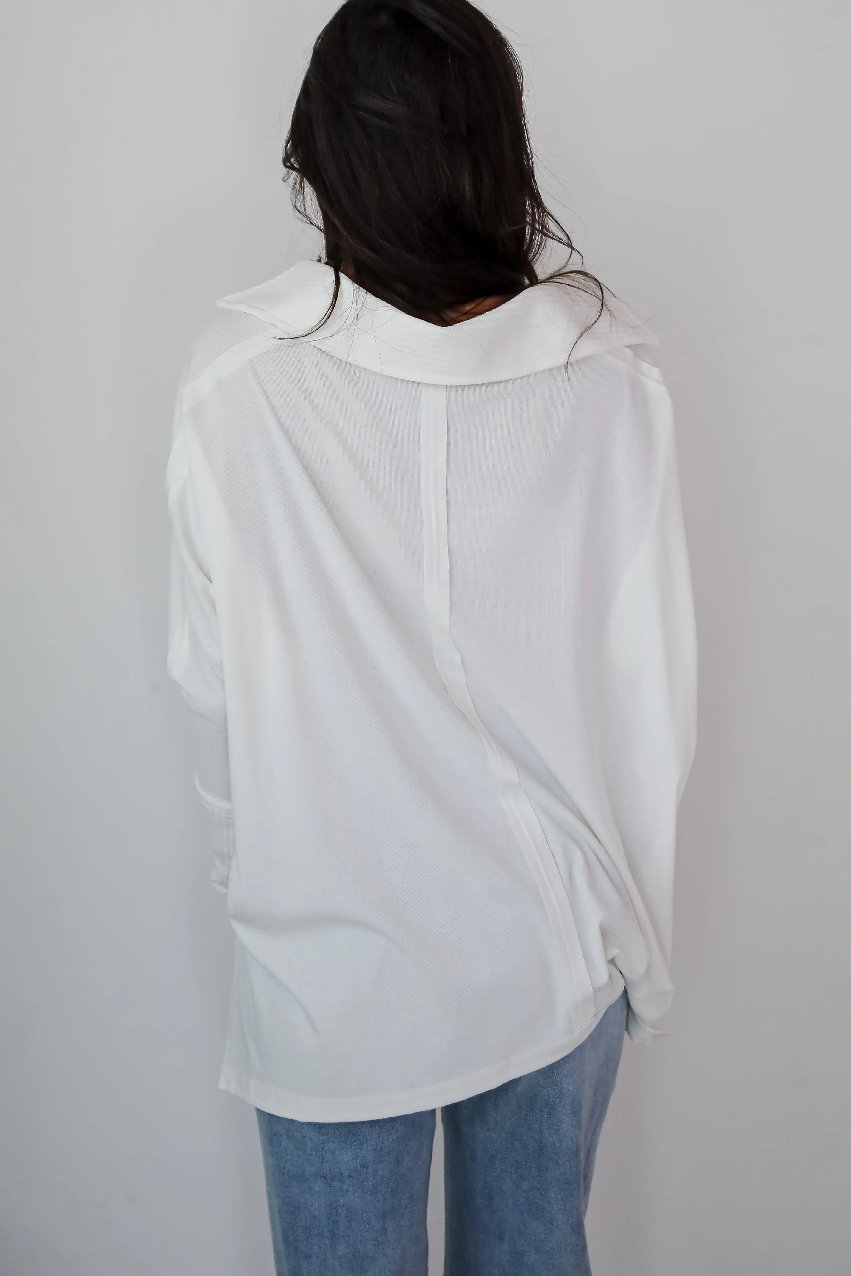 FINAL SALE - Composed Look Waffle Knit Contrast Collared Top
