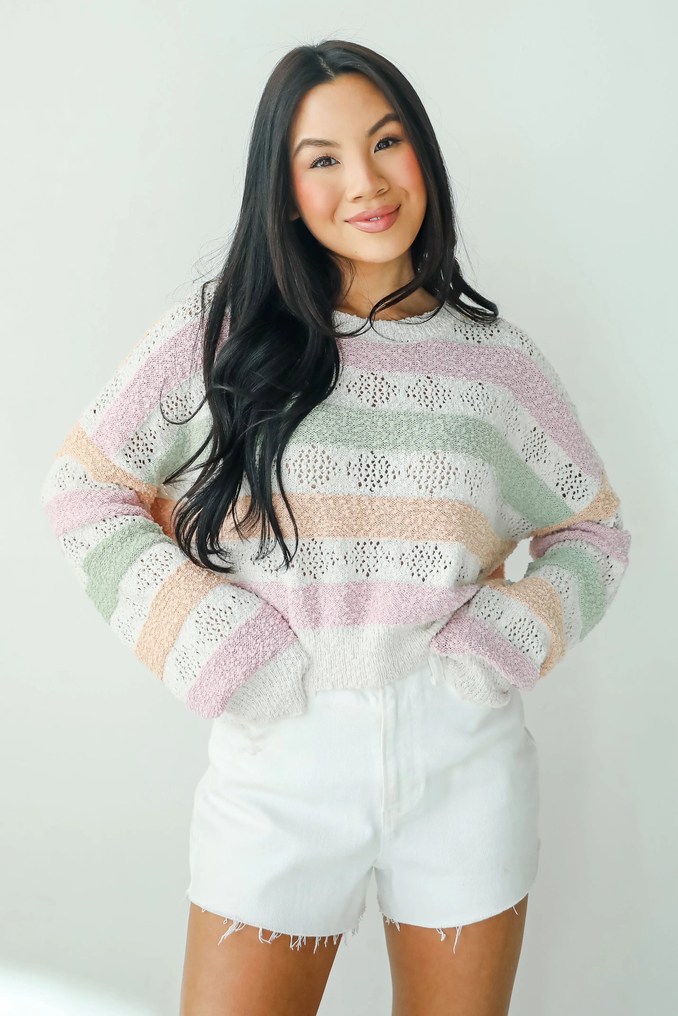 FINAL SALE - Cute Allure Beige Striped Lightweight Knit Sweater