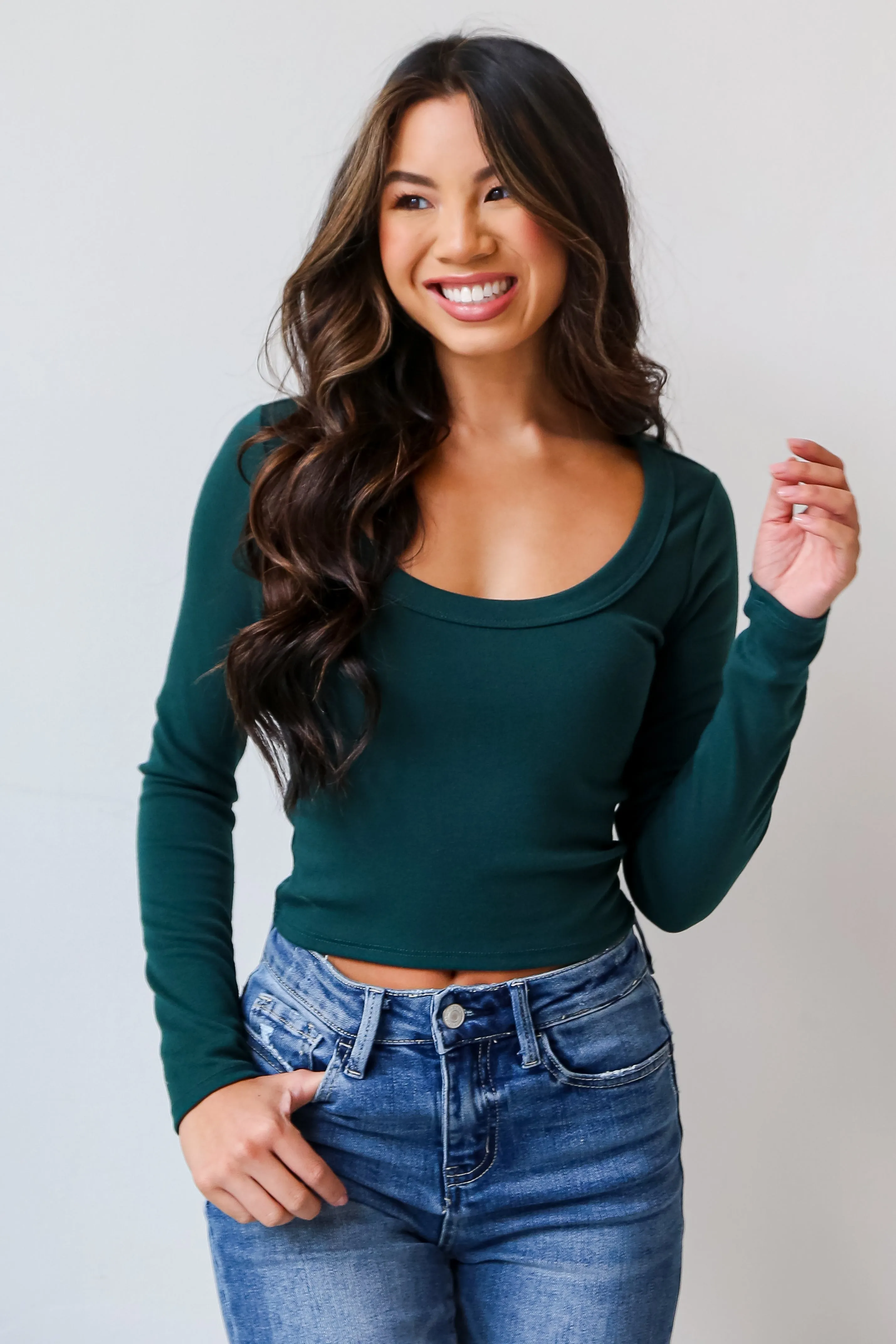 FINAL SALE - Dakota Emerald Green Crop Top - DOORBUSTER