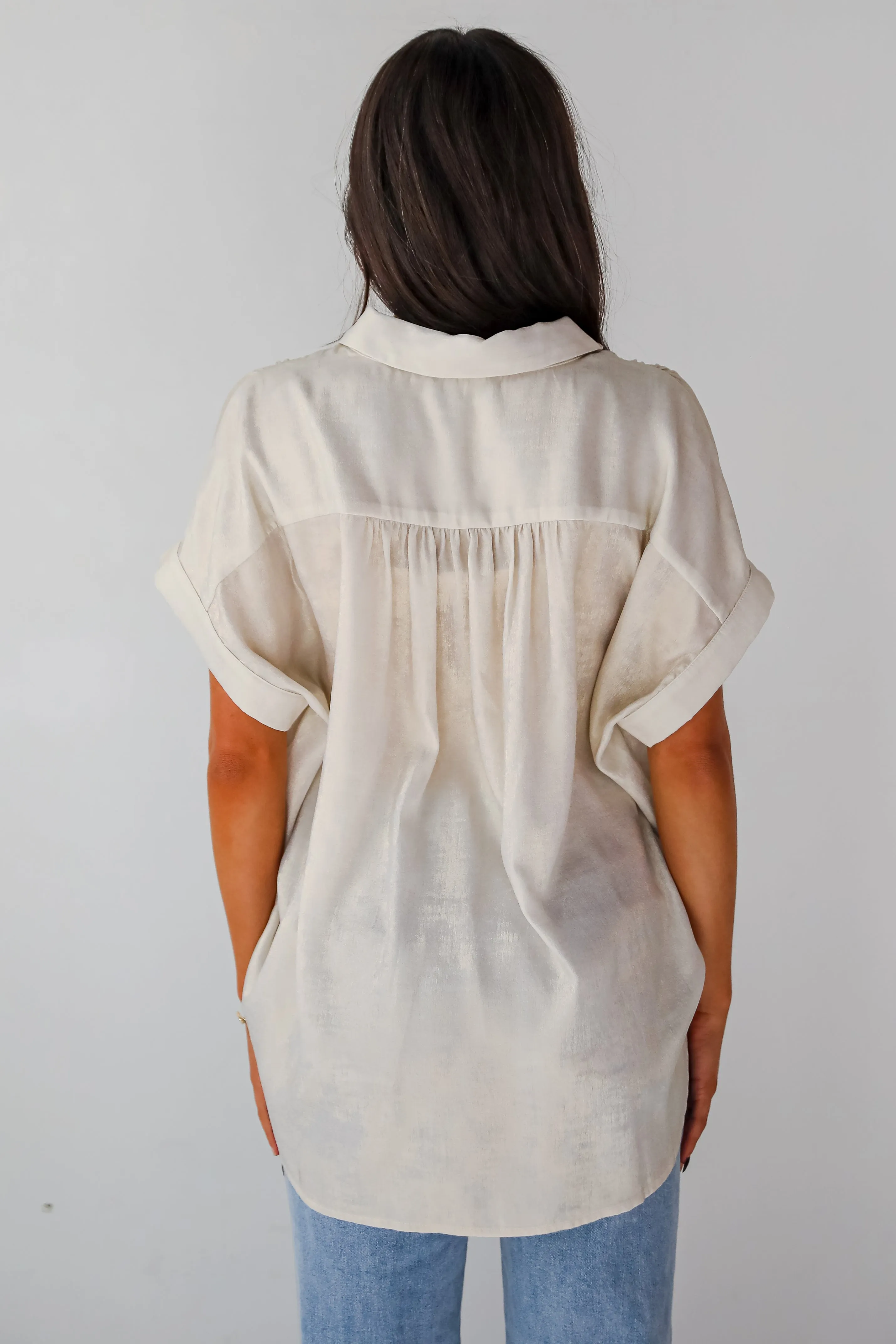 FINAL SALE - Dazzling Skill Ivory Metallic Blouse