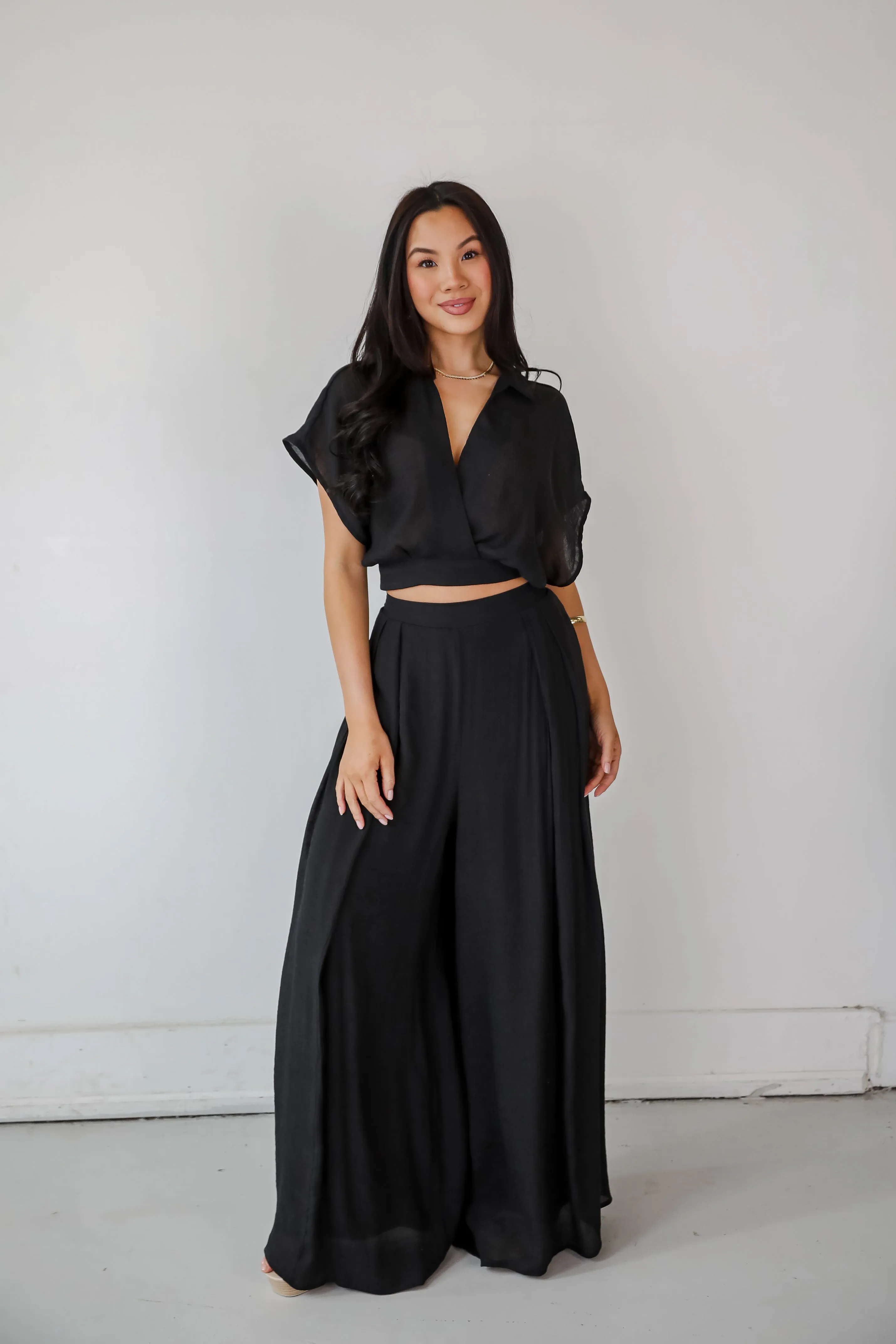 FINAL SALE - Delightful Direction Black Cropped Blouse - DU DEAL
