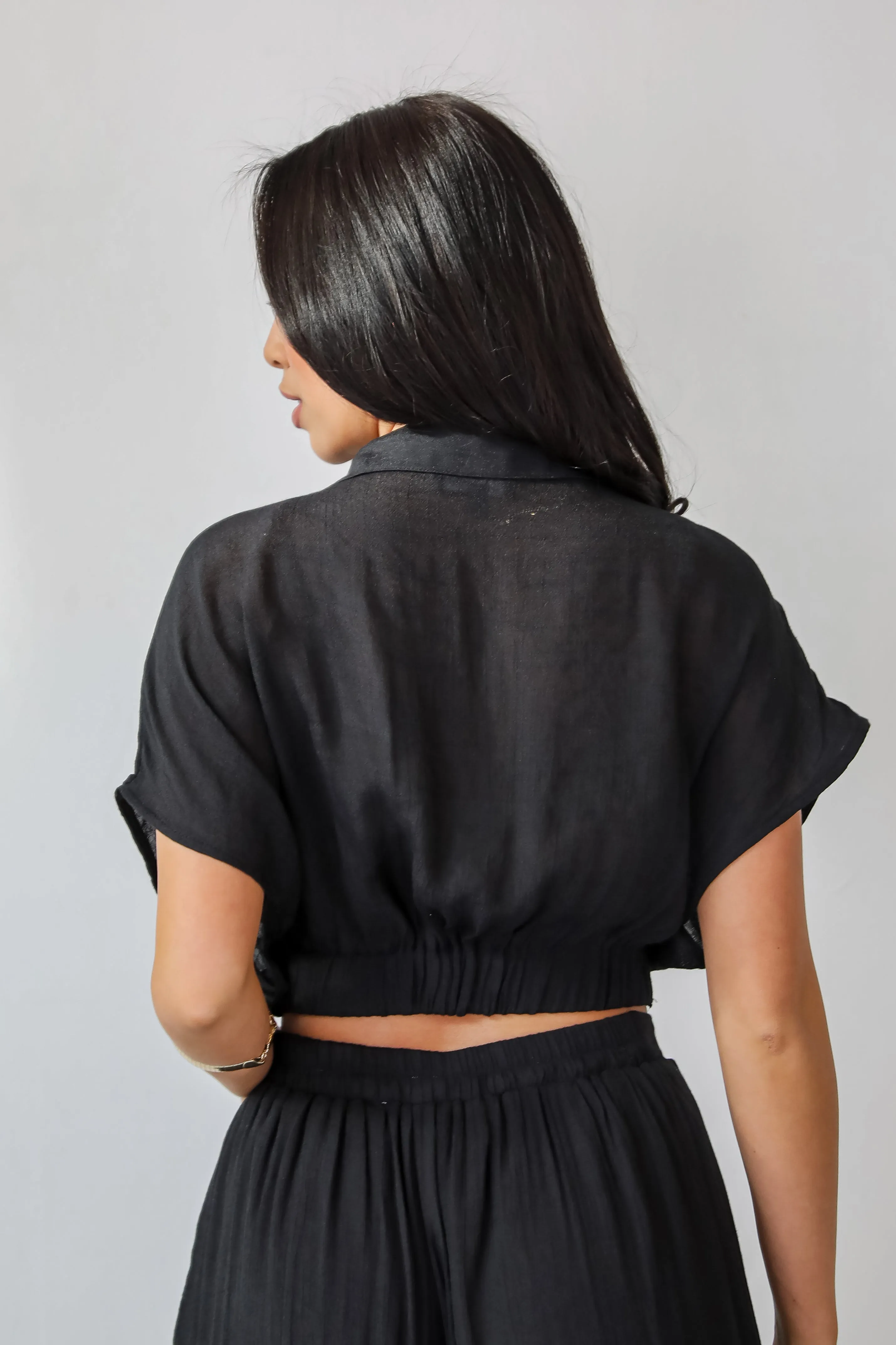 FINAL SALE - Delightful Direction Black Cropped Blouse - DU DEAL