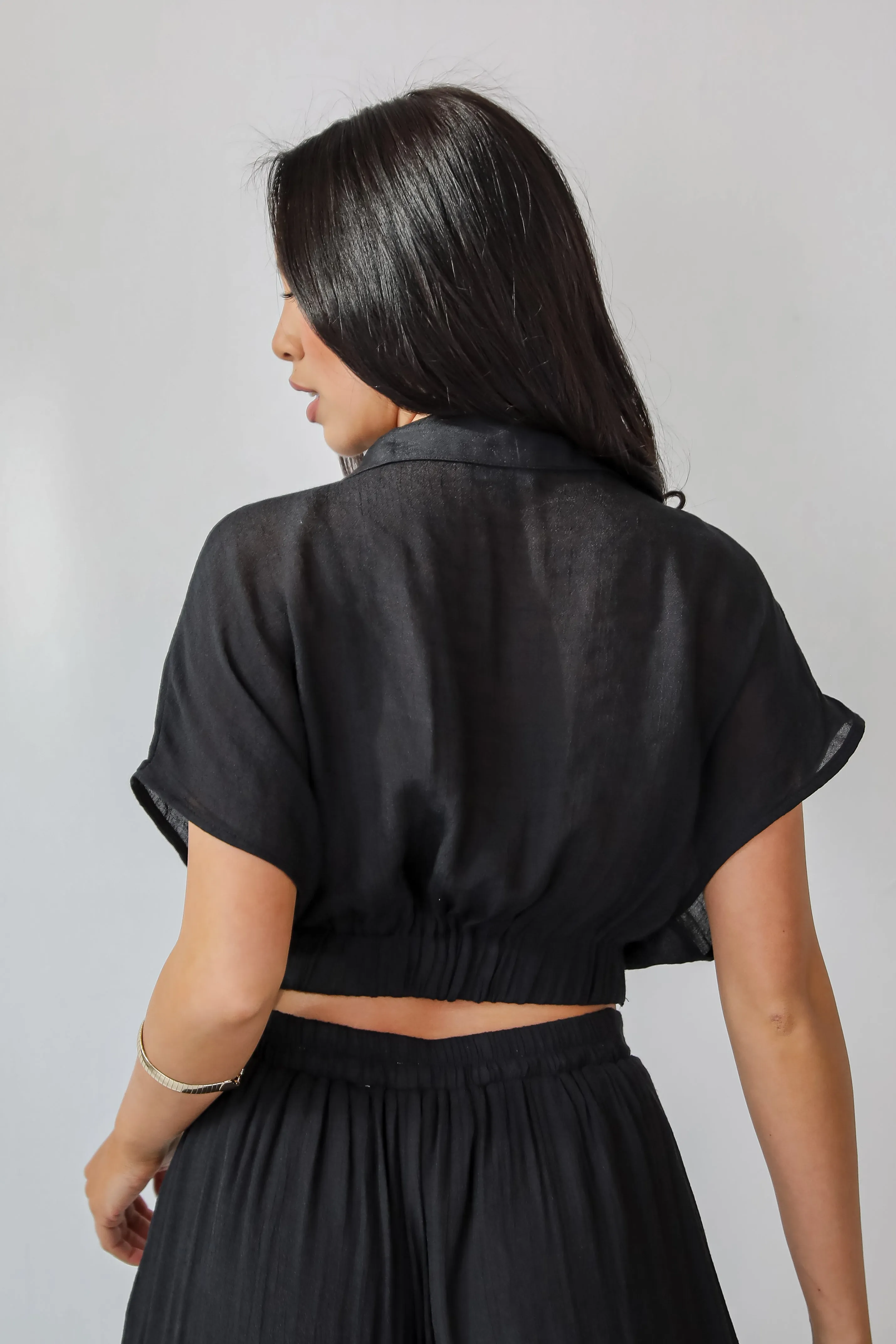 FINAL SALE - Delightful Direction Black Cropped Blouse - DU DEAL