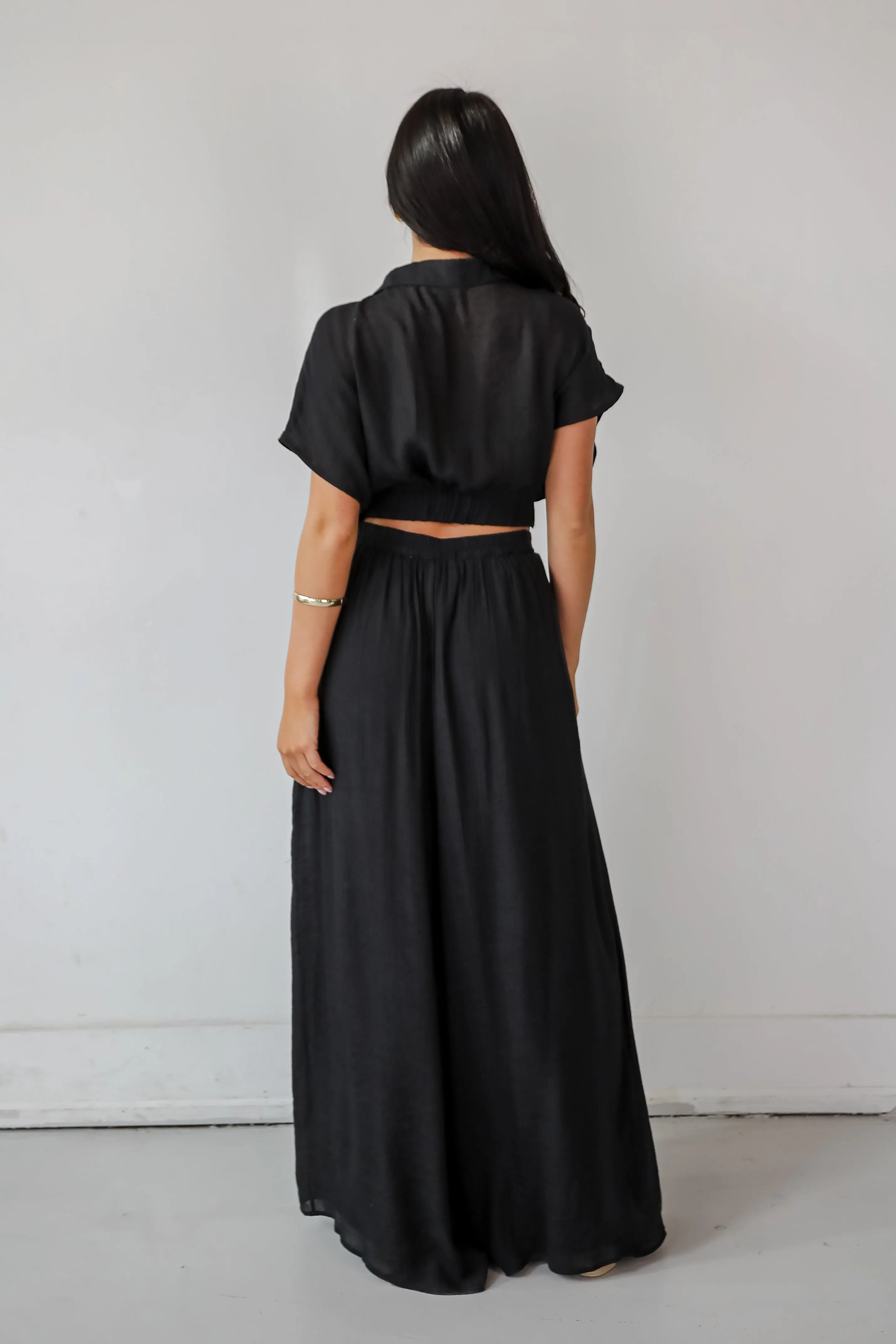 FINAL SALE - Delightful Direction Black Cropped Blouse - DU DEAL