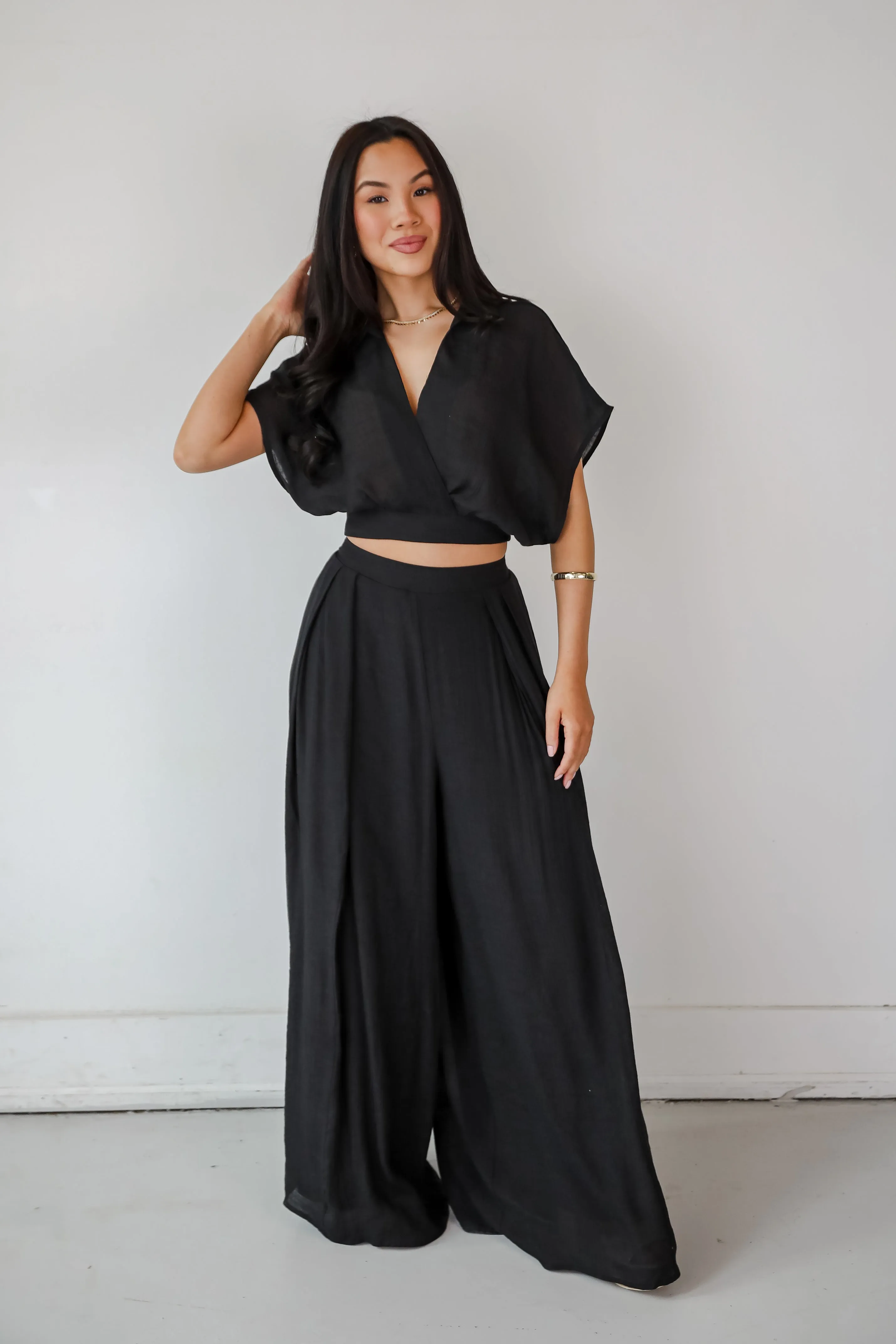 FINAL SALE - Delightful Direction Black Cropped Blouse - DU DEAL