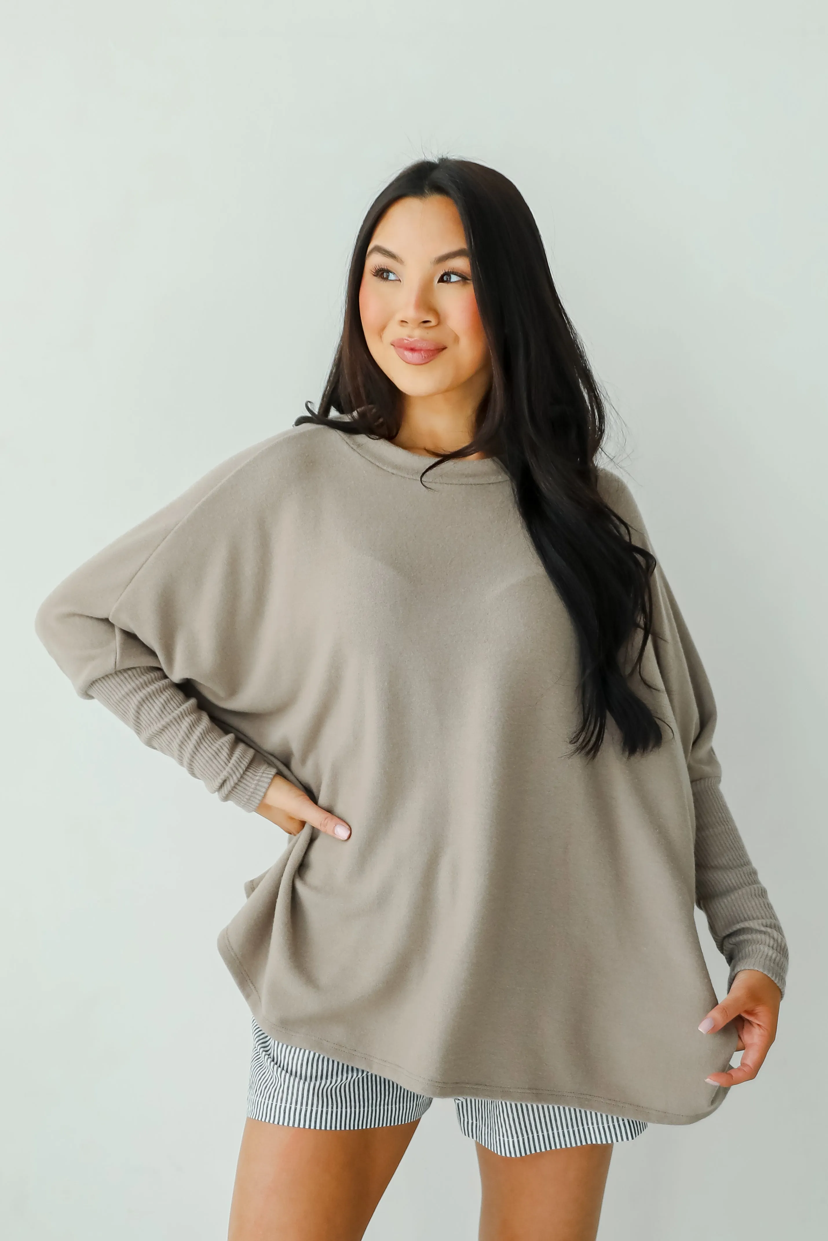FINAL SALE - Easygoing Energy Mocha Soft Knit Top - DU DEAL