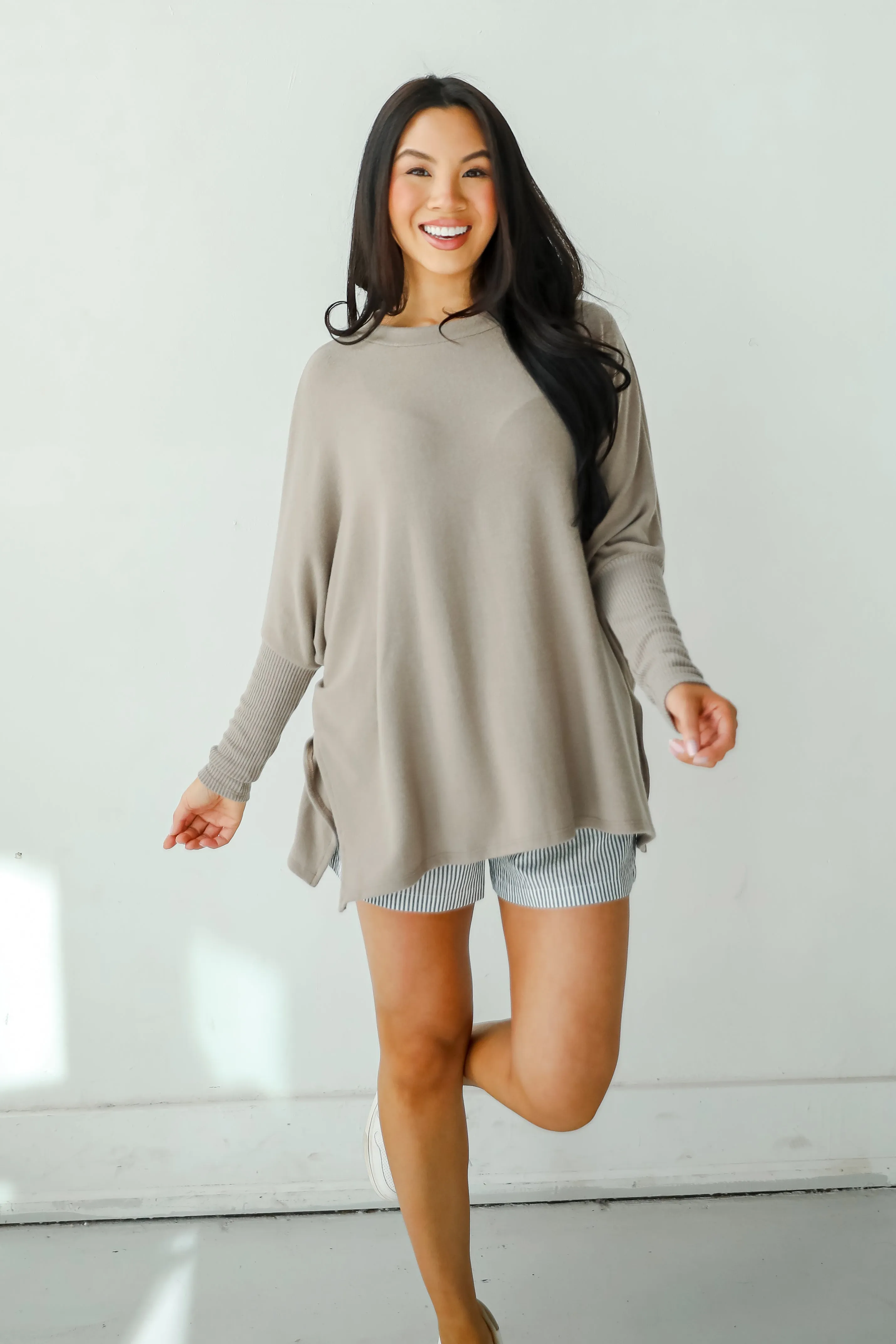 FINAL SALE - Easygoing Energy Mocha Soft Knit Top - DU DEAL