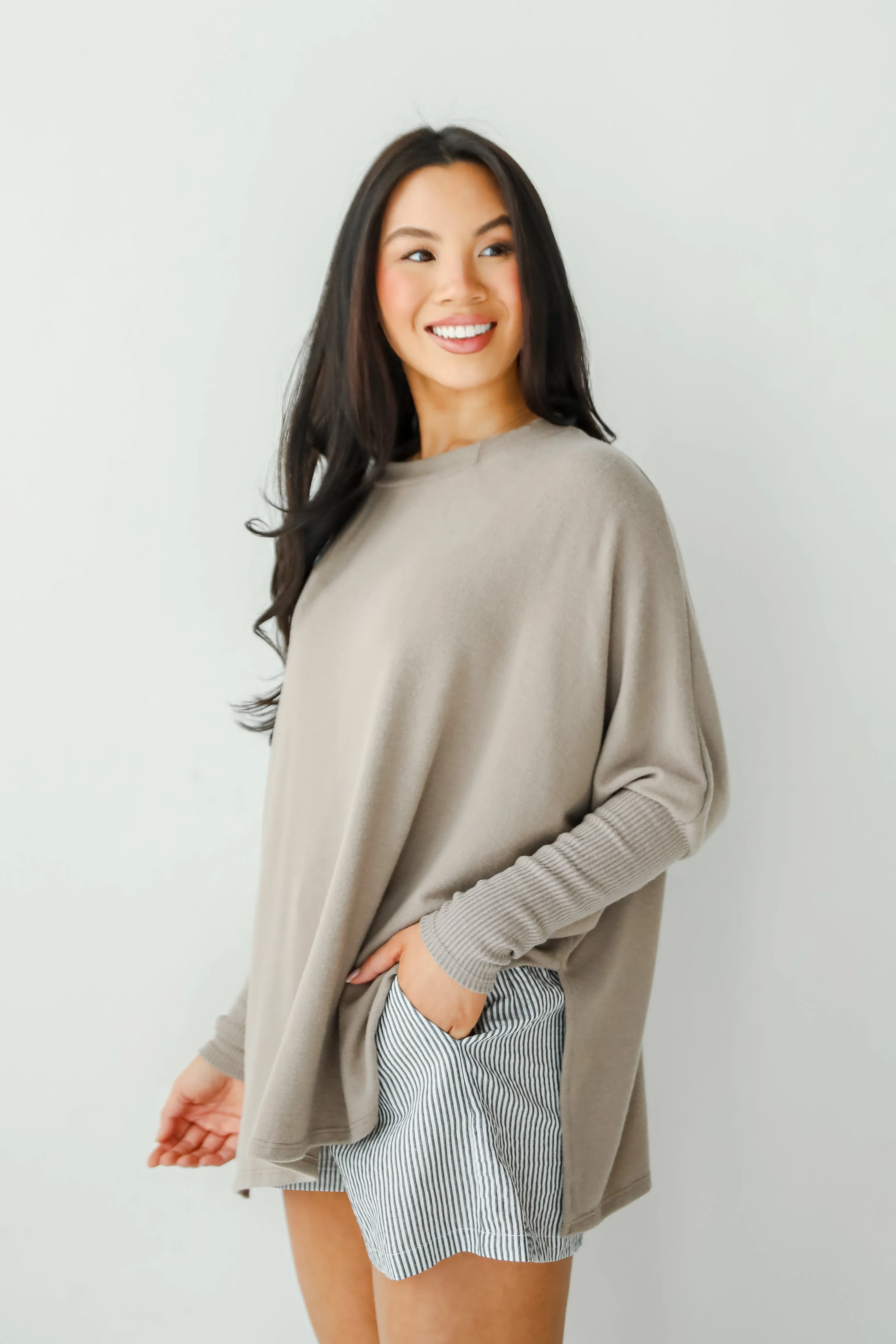 FINAL SALE - Easygoing Energy Mocha Soft Knit Top - DU DEAL