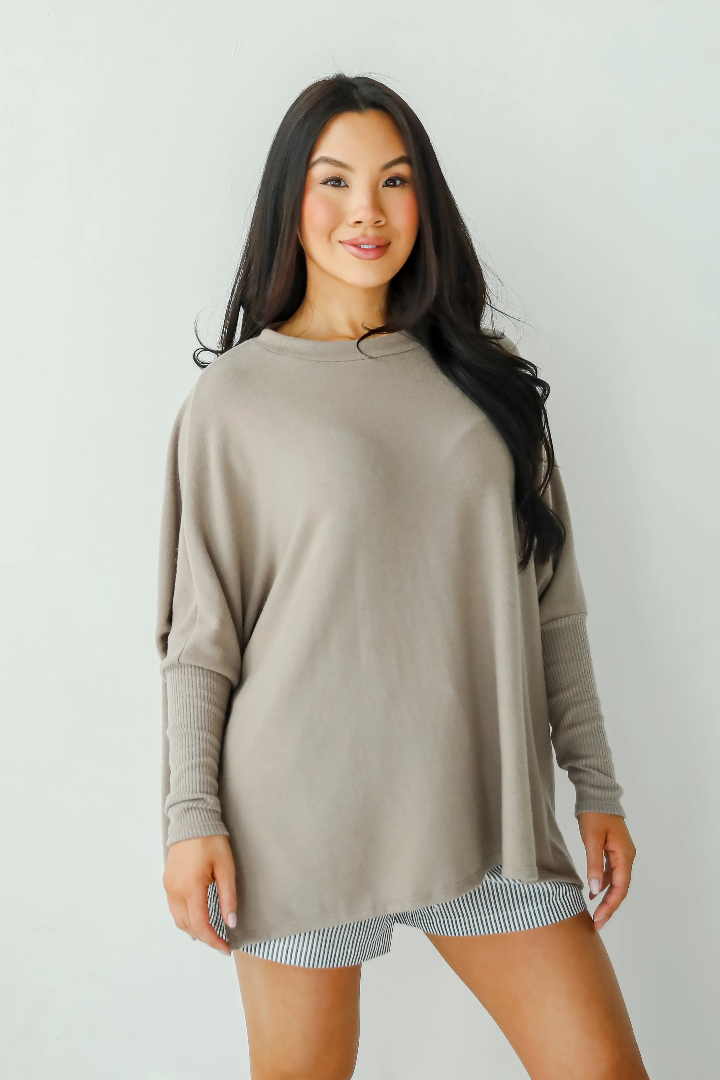 FINAL SALE - Easygoing Energy Mocha Soft Knit Top - DU DEAL