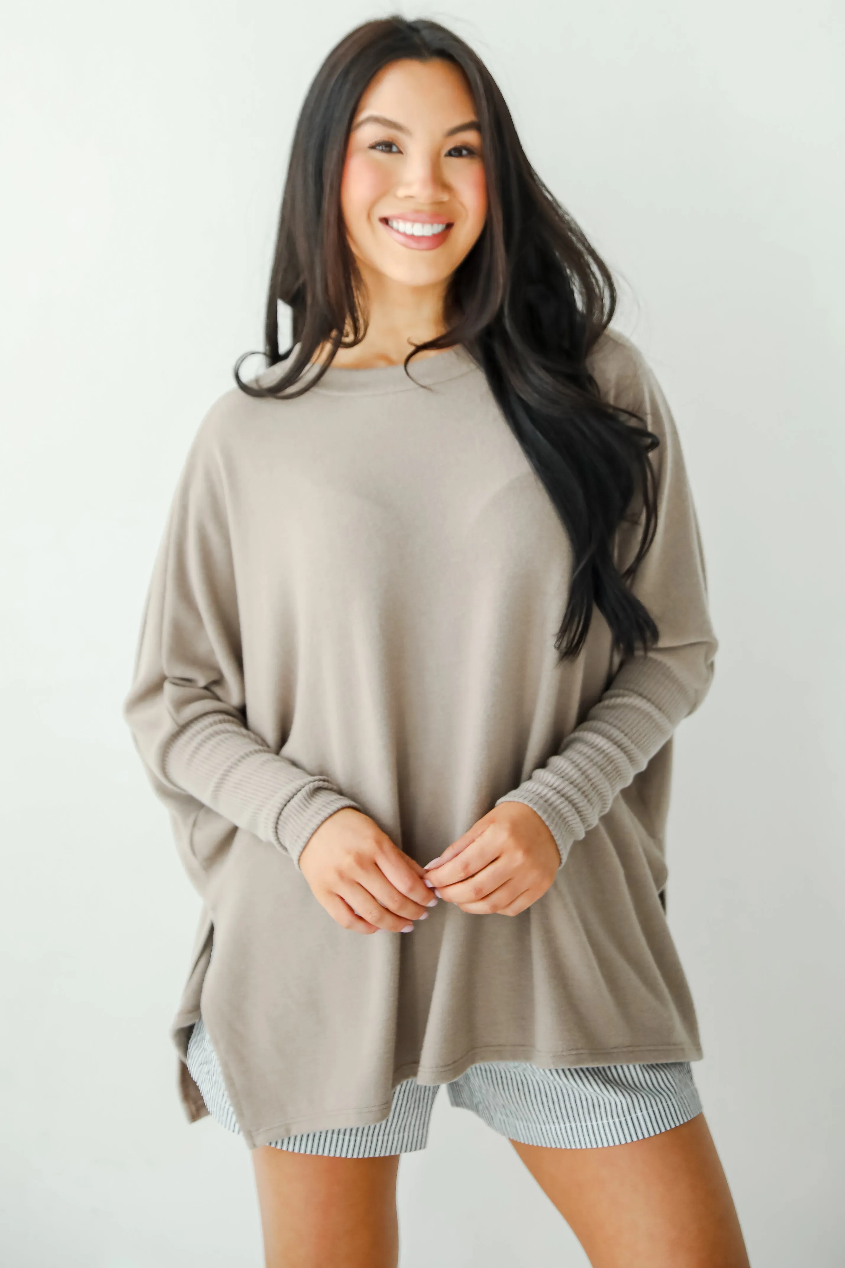 FINAL SALE - Easygoing Energy Mocha Soft Knit Top - DU DEAL