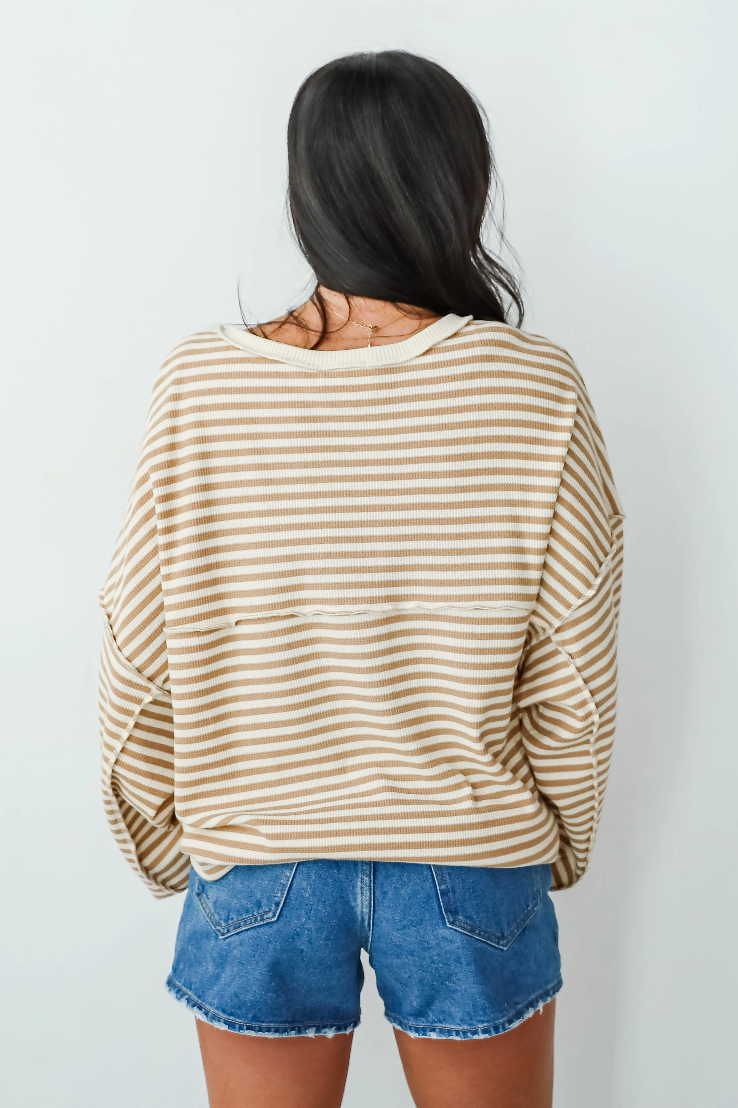FINAL SALE - Enviably Cozy Striped Oversized Waffle Knit Top