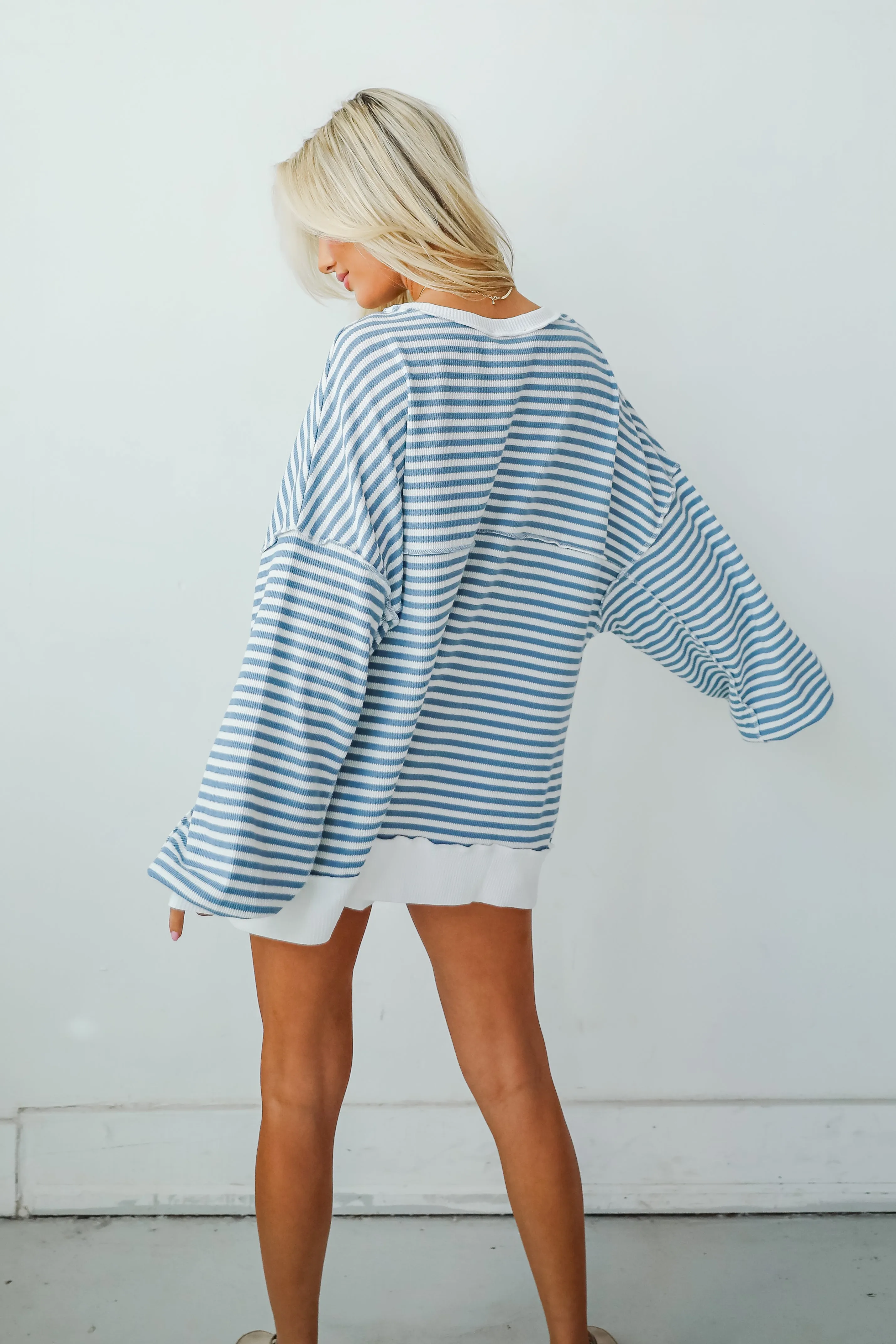 FINAL SALE - Enviably Cozy Striped Oversized Waffle Knit Top