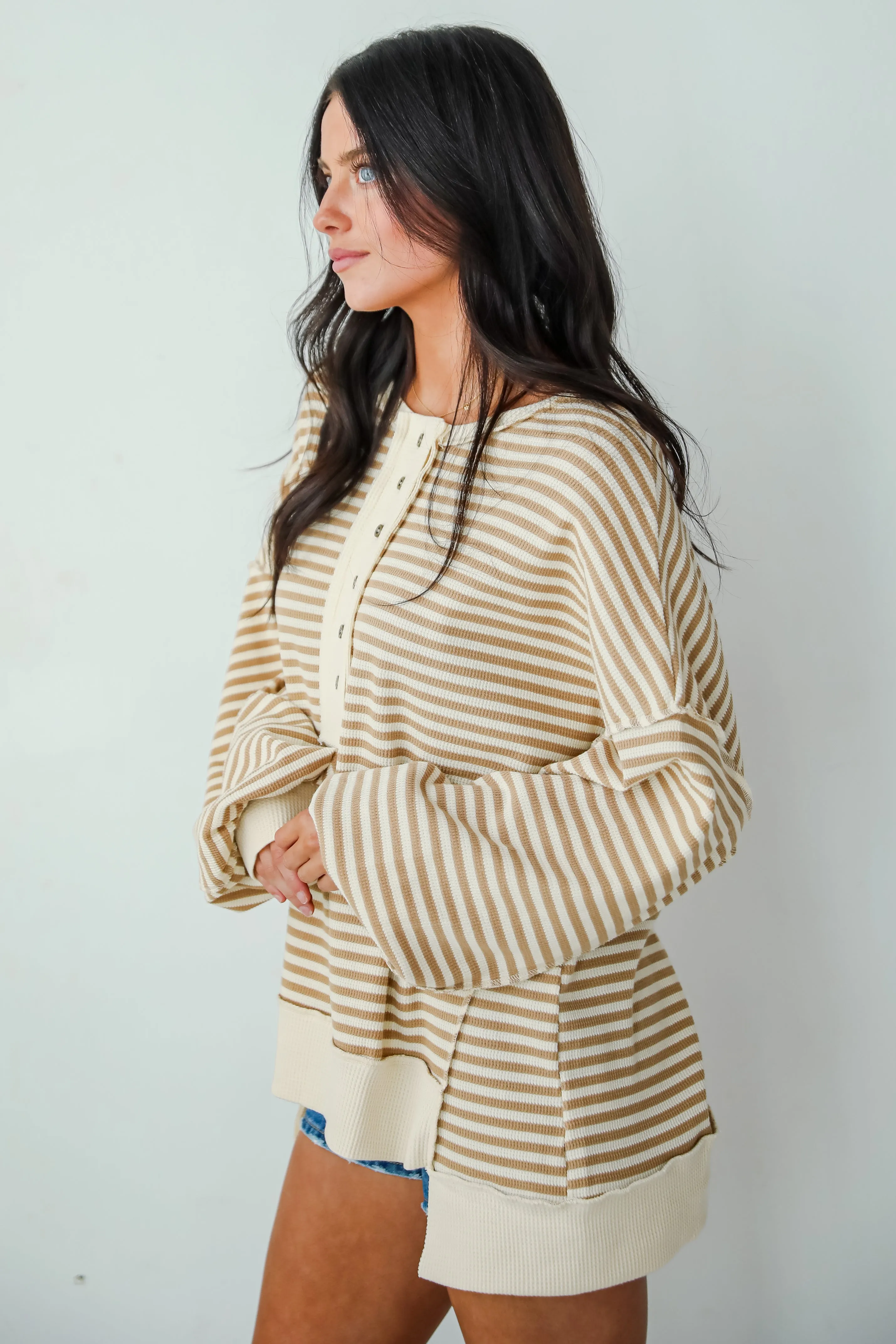 FINAL SALE - Enviably Cozy Striped Oversized Waffle Knit Top