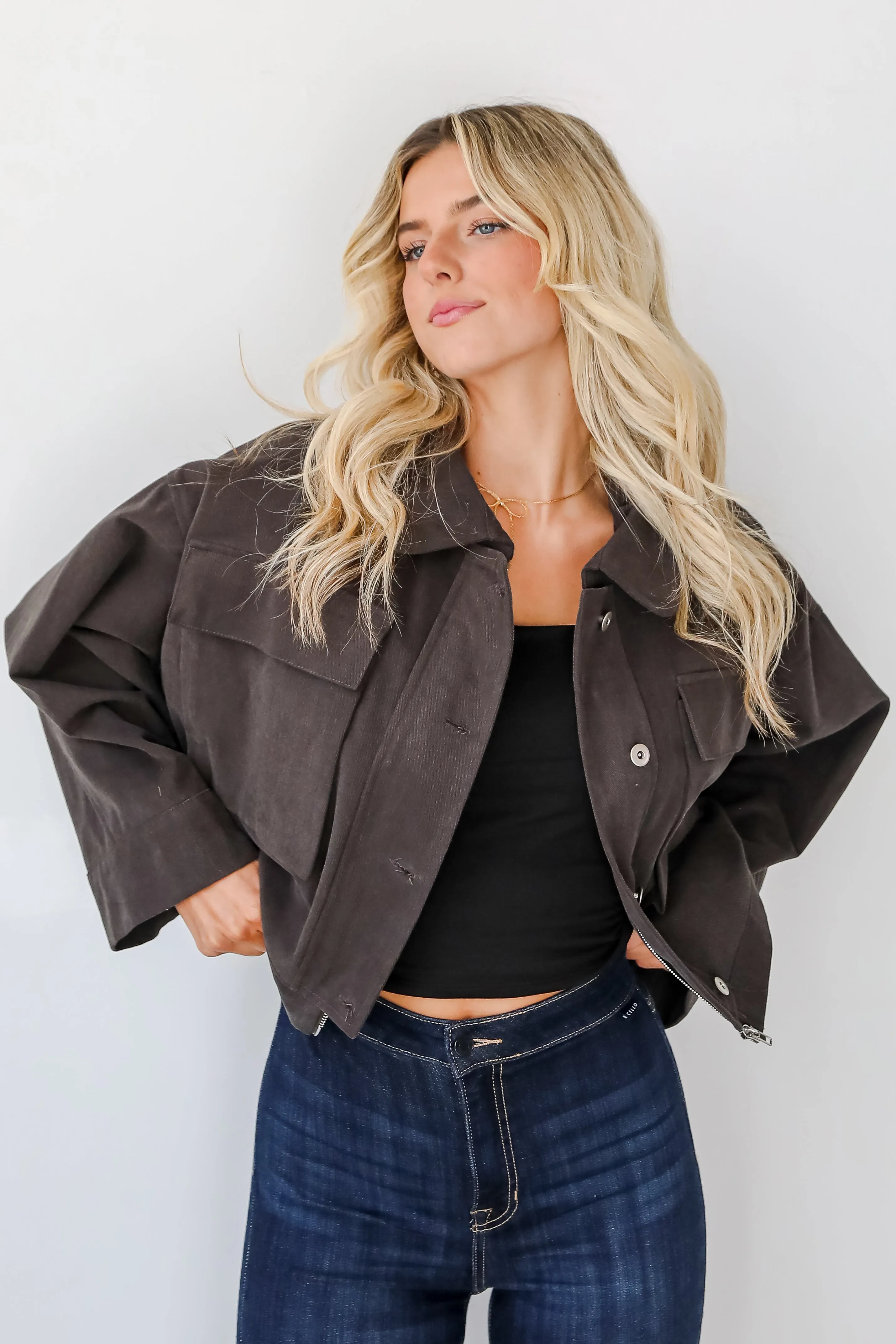 FINAL SALE - Envied Appeal Charcoal Cropped Jacket