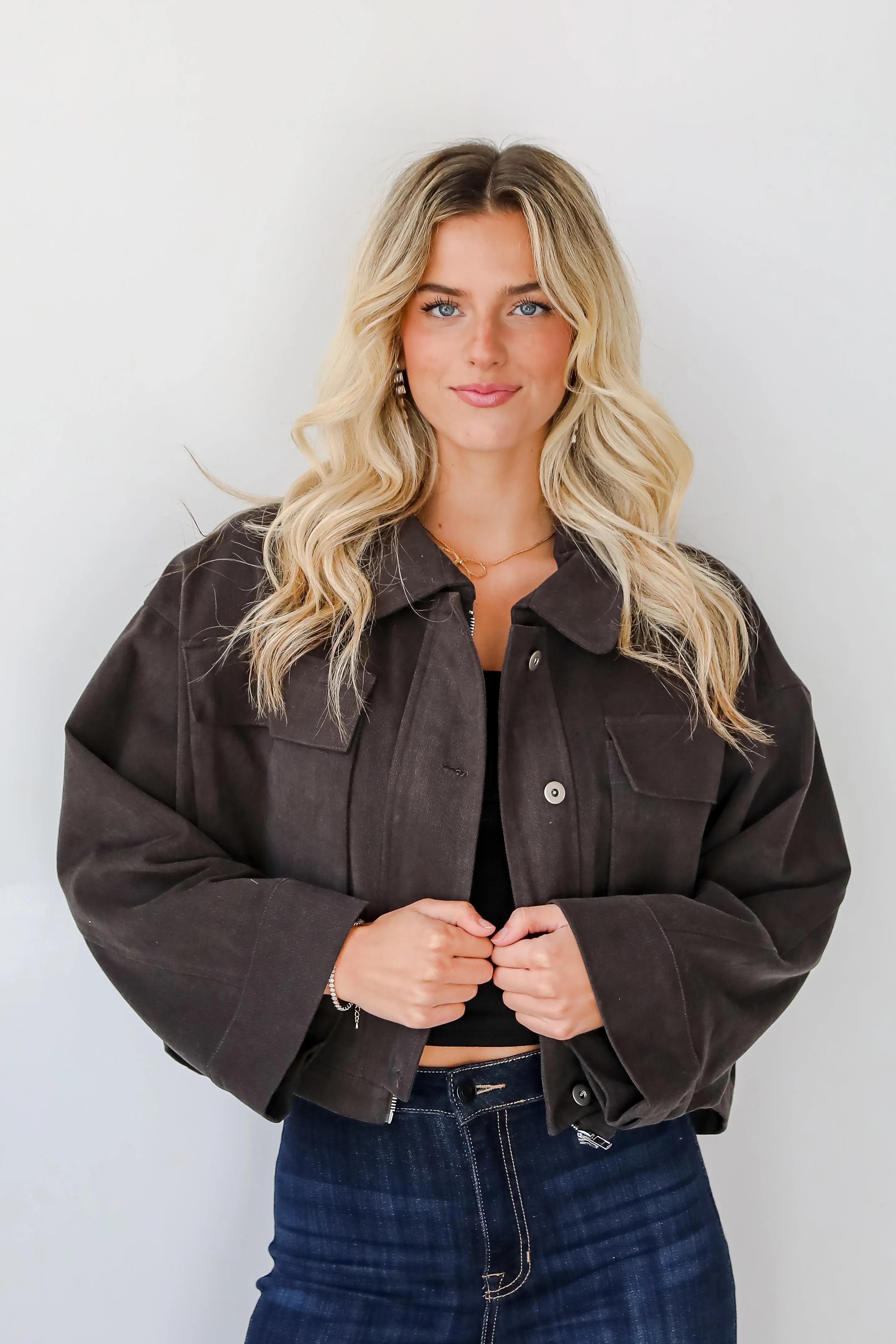 FINAL SALE - Envied Appeal Charcoal Cropped Jacket