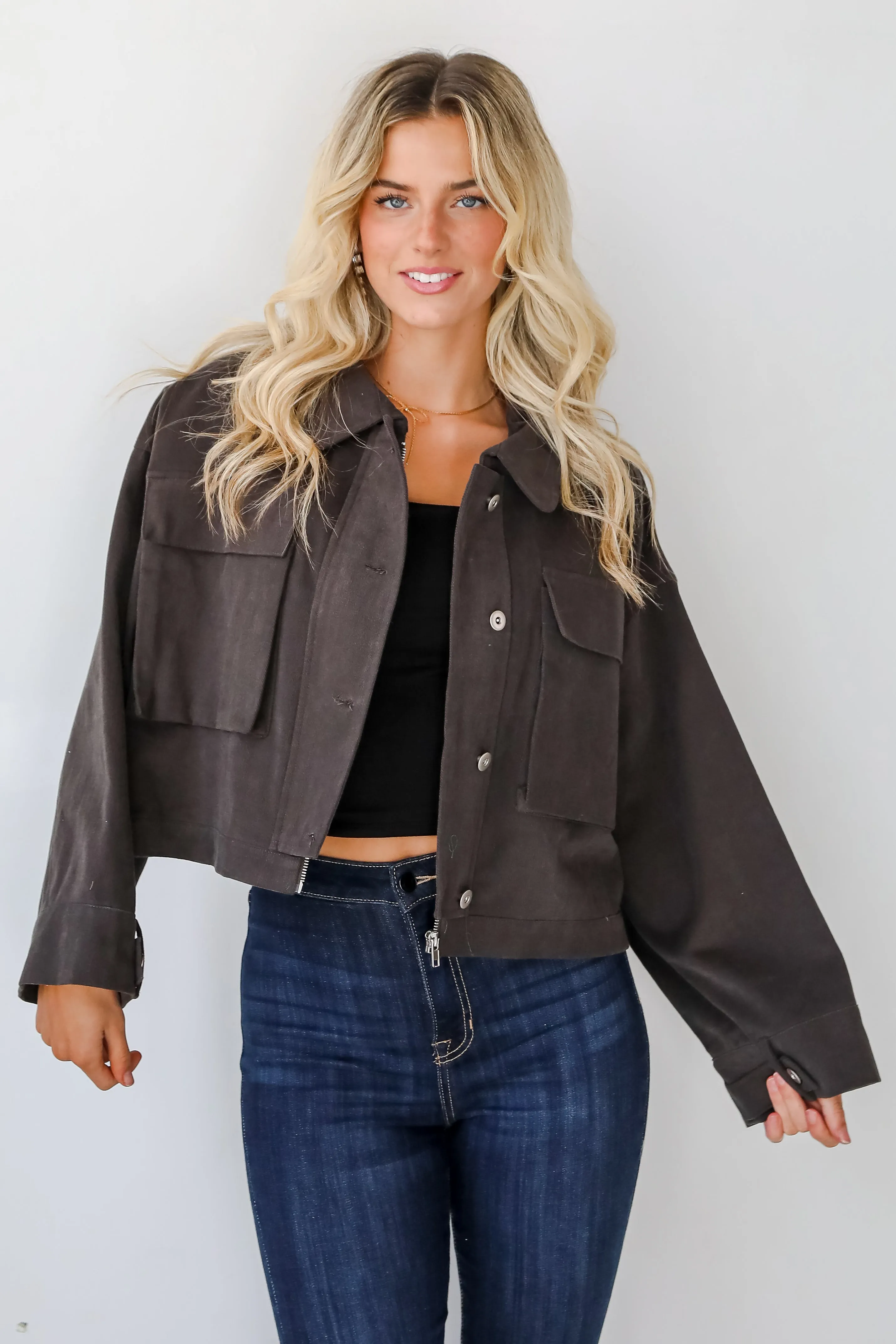 FINAL SALE - Envied Appeal Charcoal Cropped Jacket