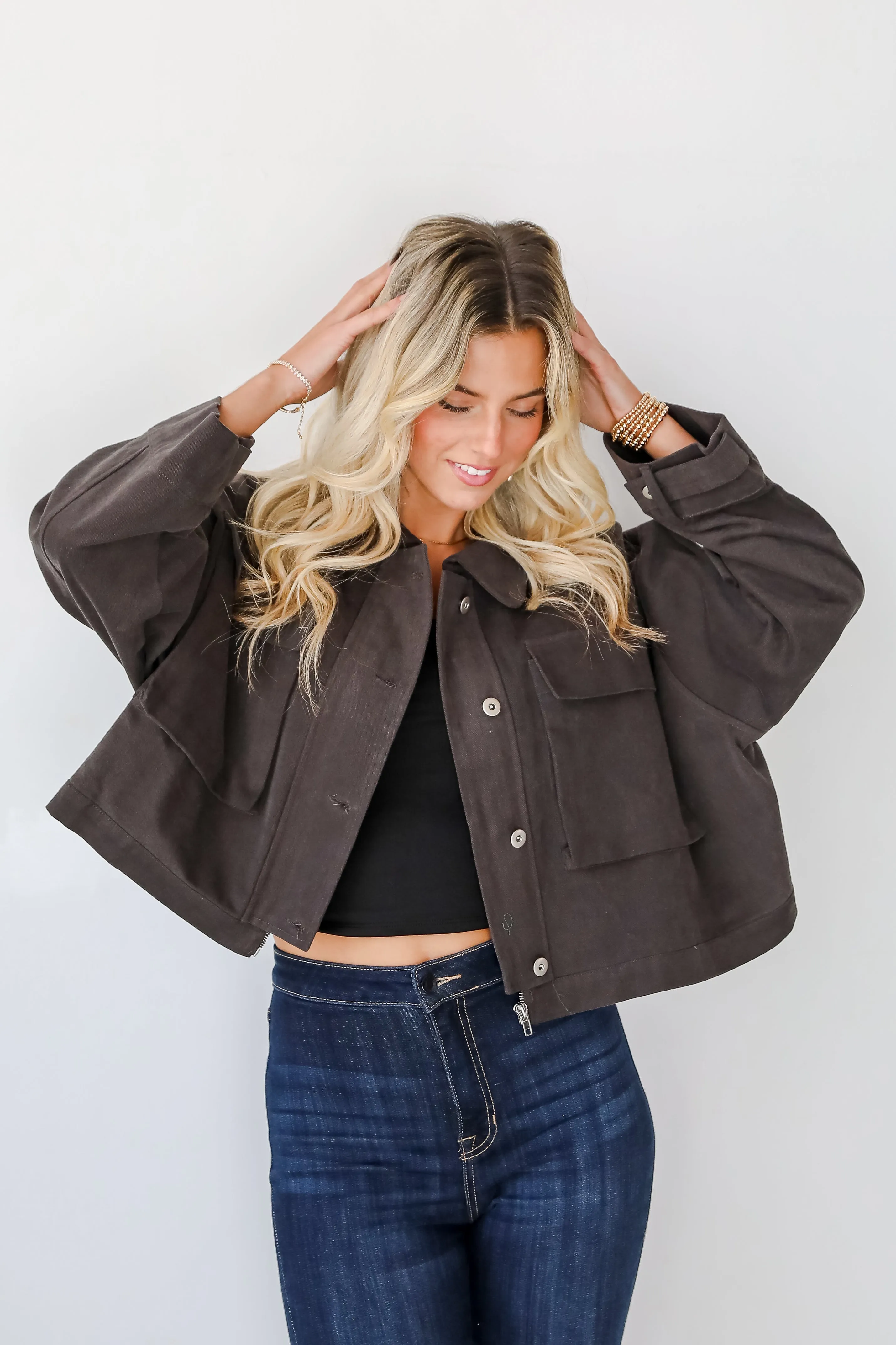 FINAL SALE - Envied Appeal Charcoal Cropped Jacket