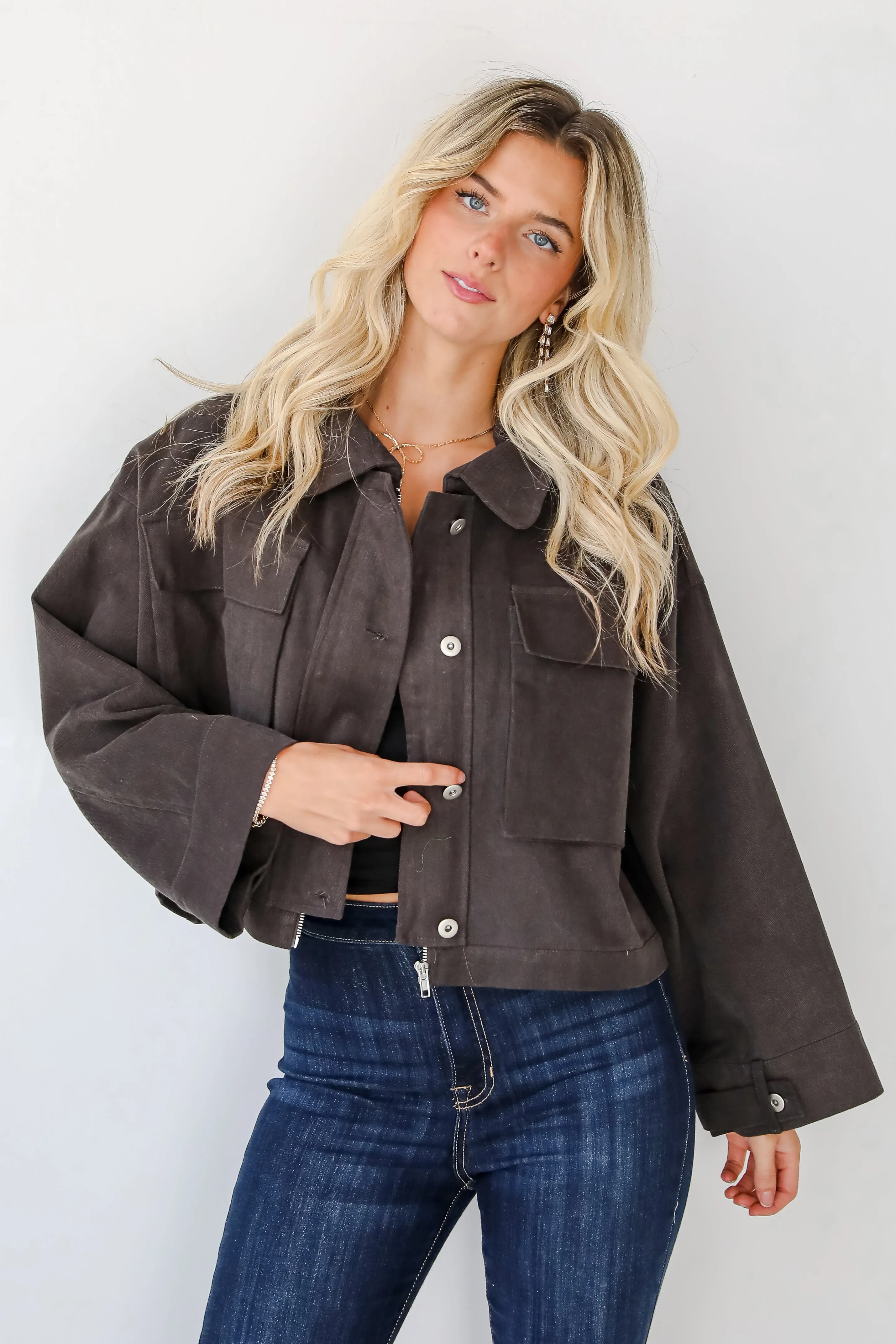 FINAL SALE - Envied Appeal Charcoal Cropped Jacket