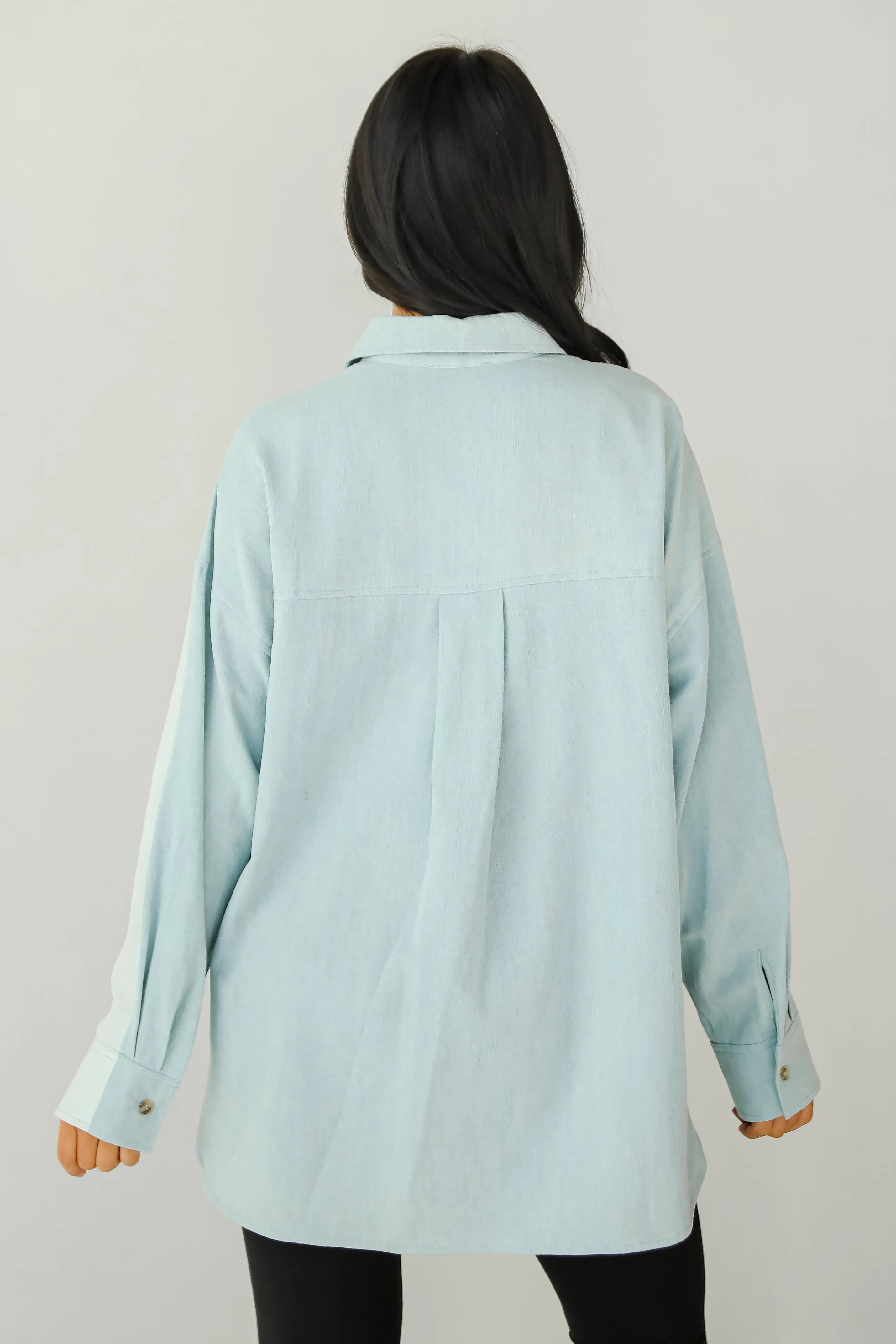 FINAL SALE - Exquisite Poise Denim Color Block Button-Up Blouse