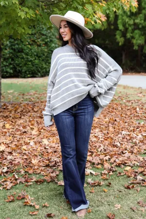 FINAL SALE - Favorite Potential Heather Grey Striped Sweater