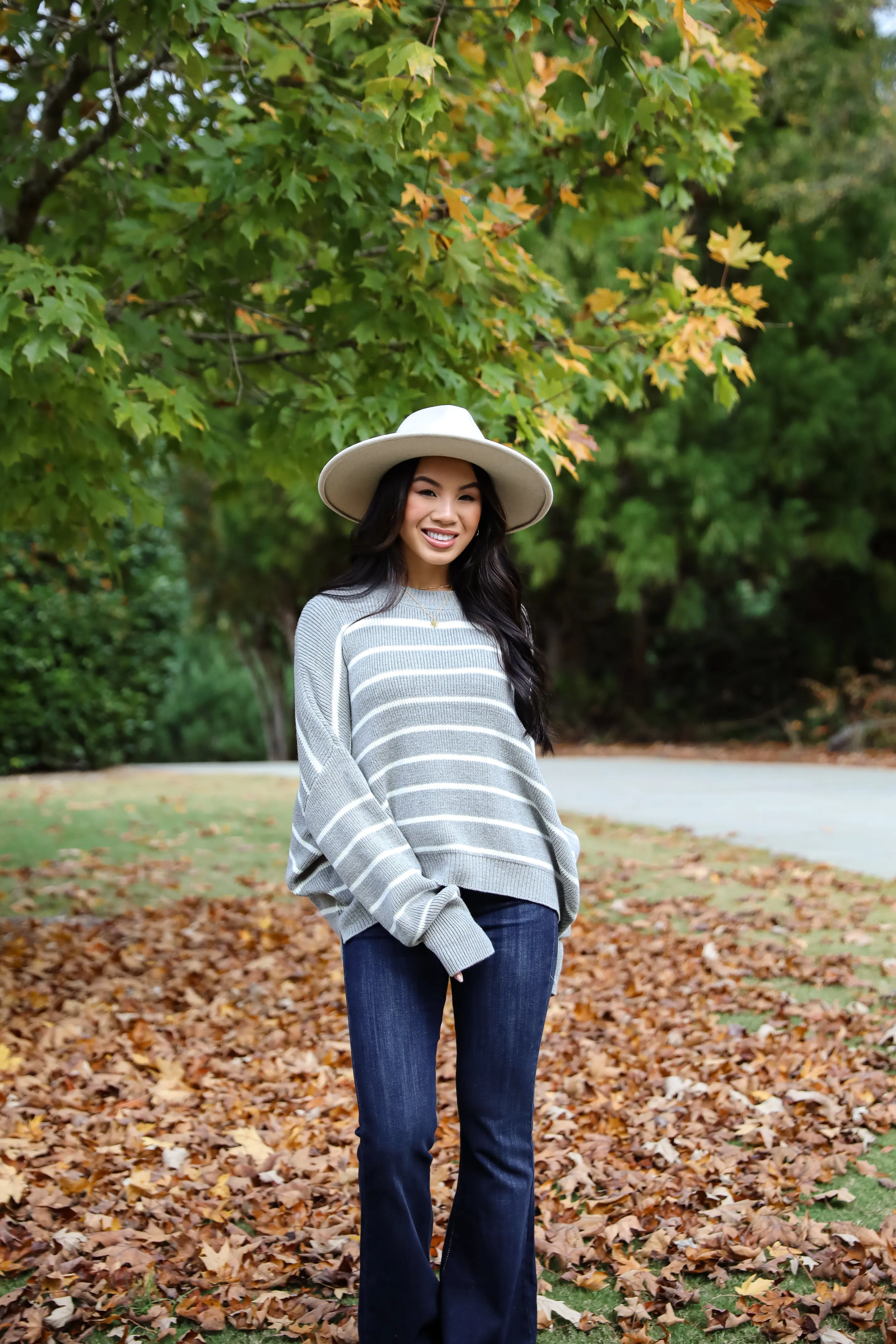 FINAL SALE - Favorite Potential Heather Grey Striped Sweater