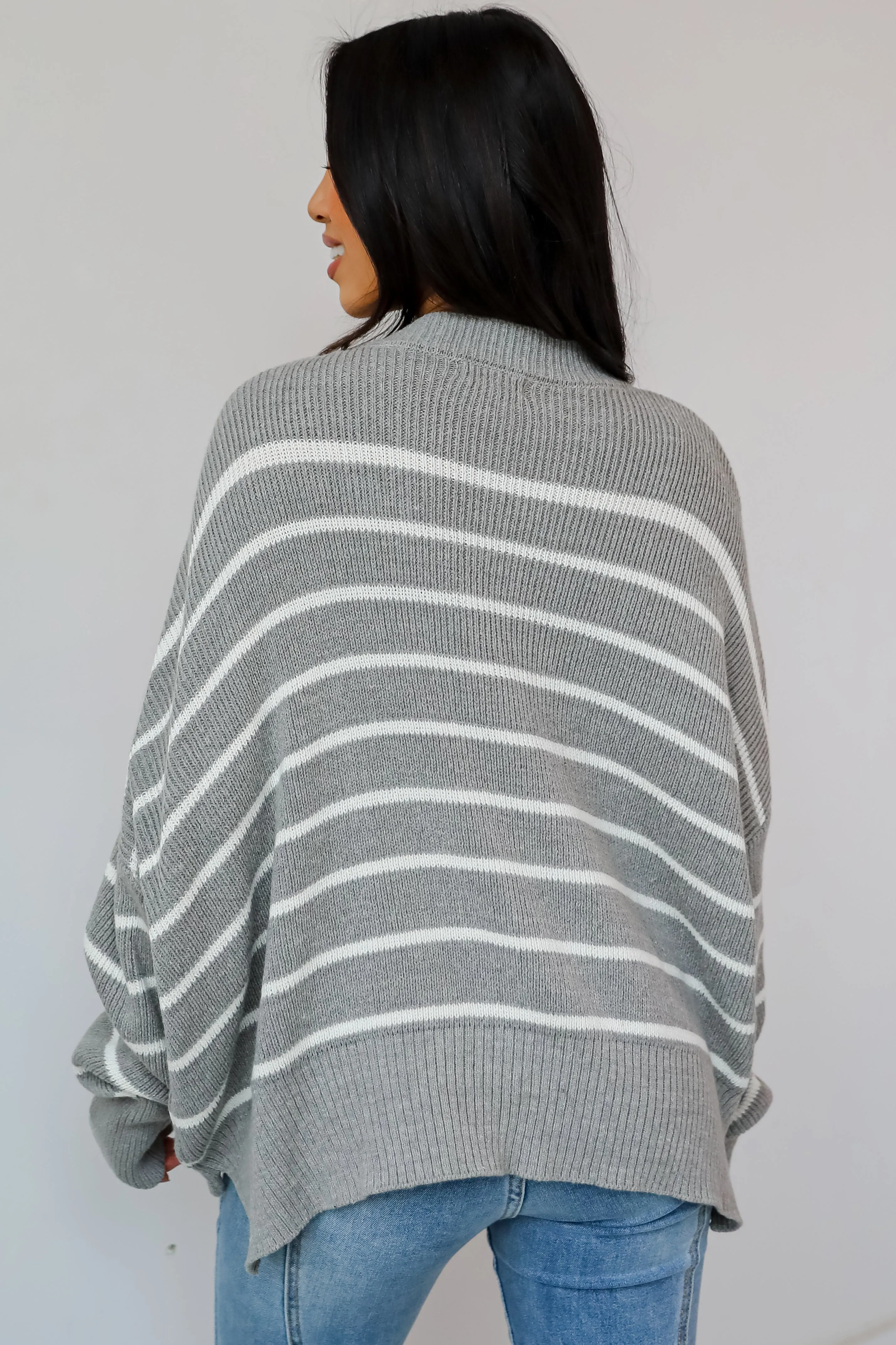FINAL SALE - Favorite Potential Heather Grey Striped Sweater