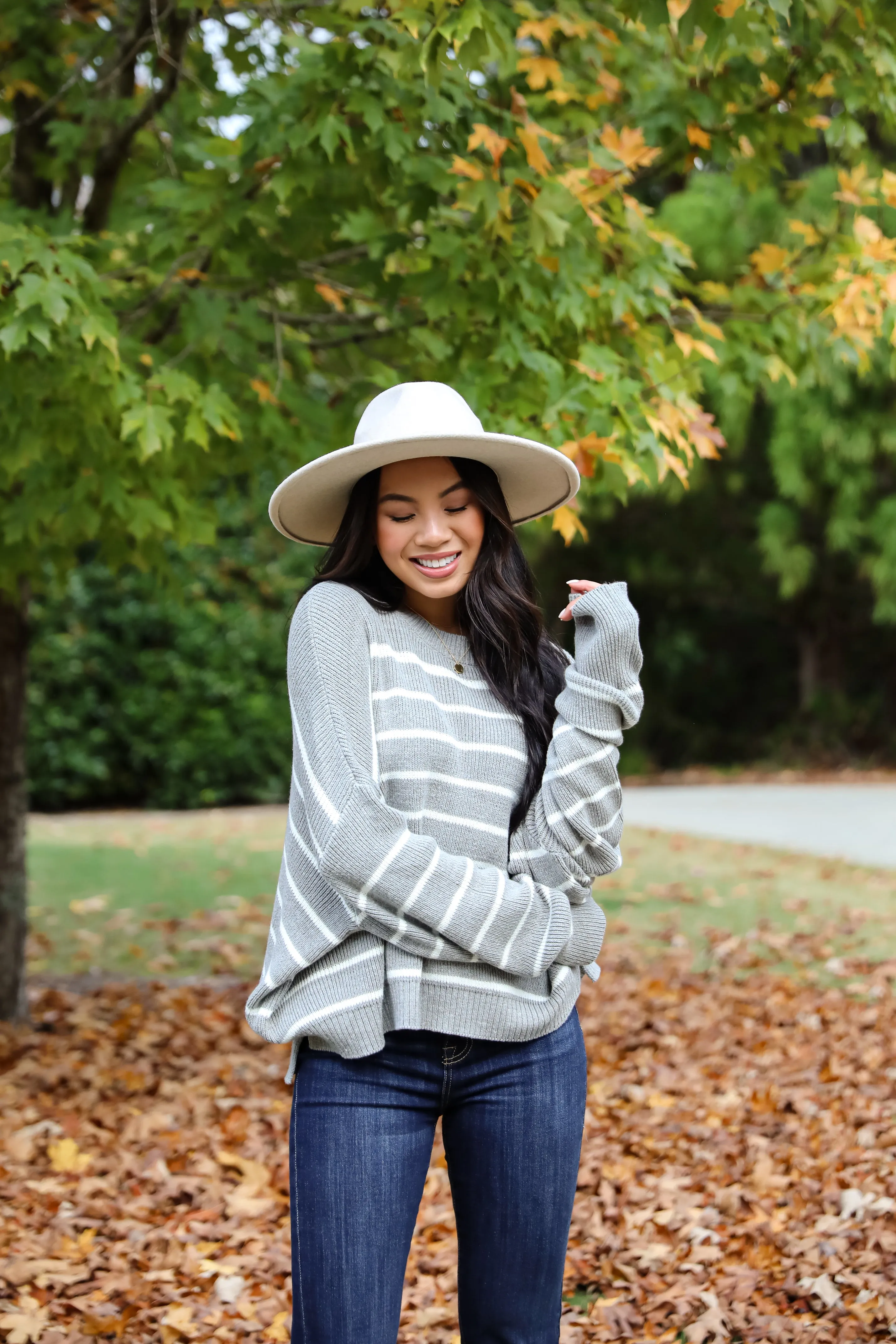 FINAL SALE - Favorite Potential Heather Grey Striped Sweater
