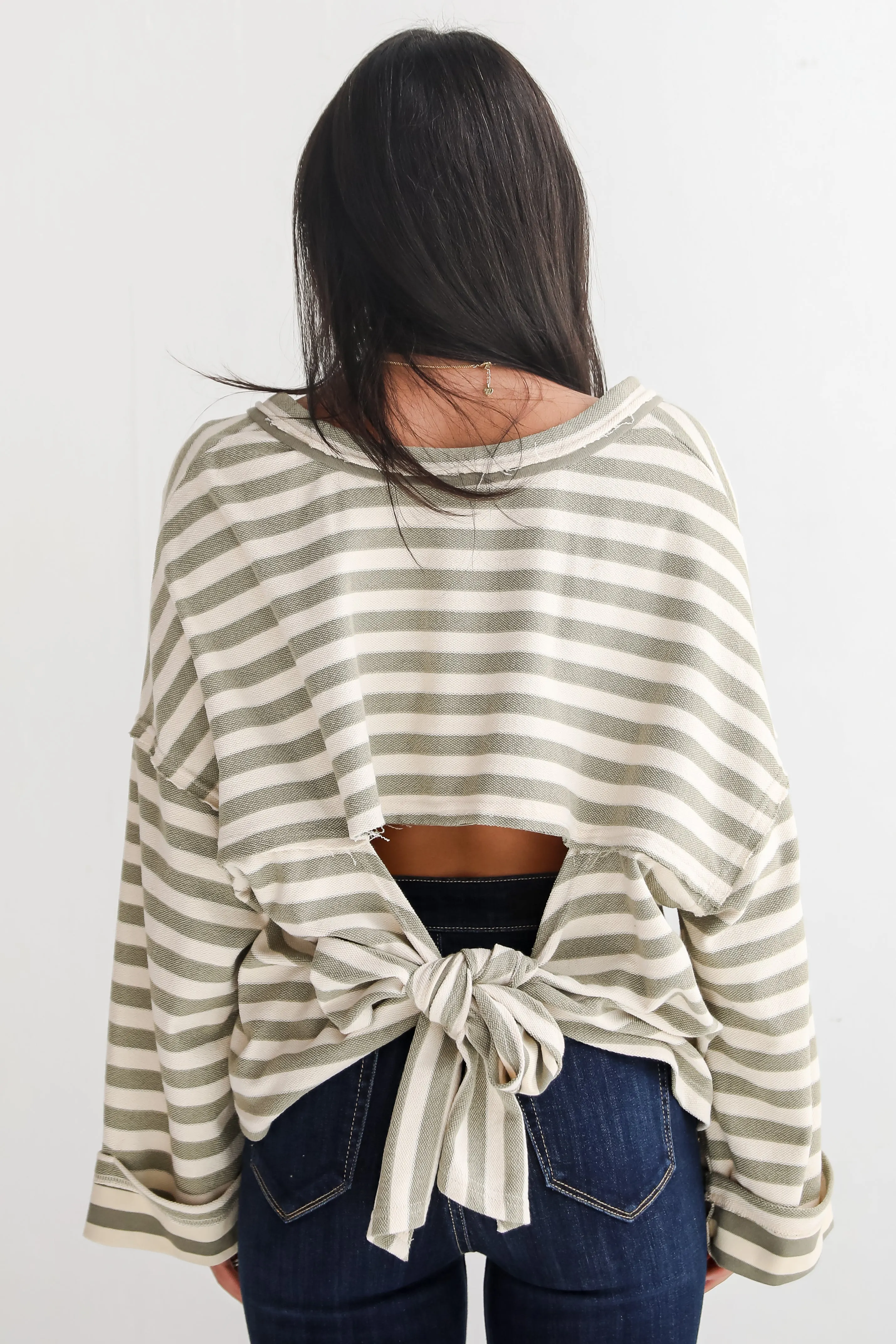 FINAL SALE - Iconic Composure Light Olive Striped Top