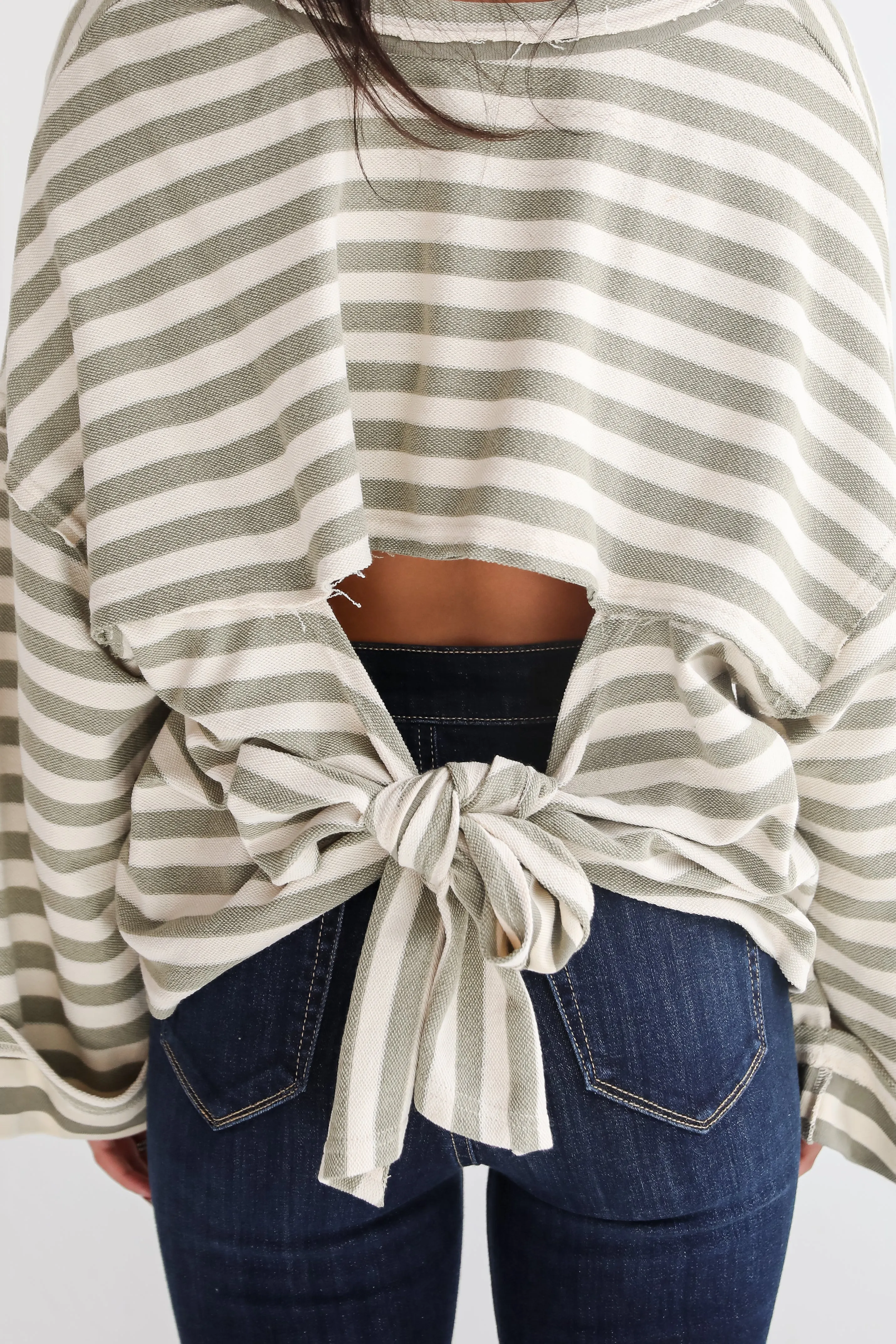 FINAL SALE - Iconic Composure Light Olive Striped Top