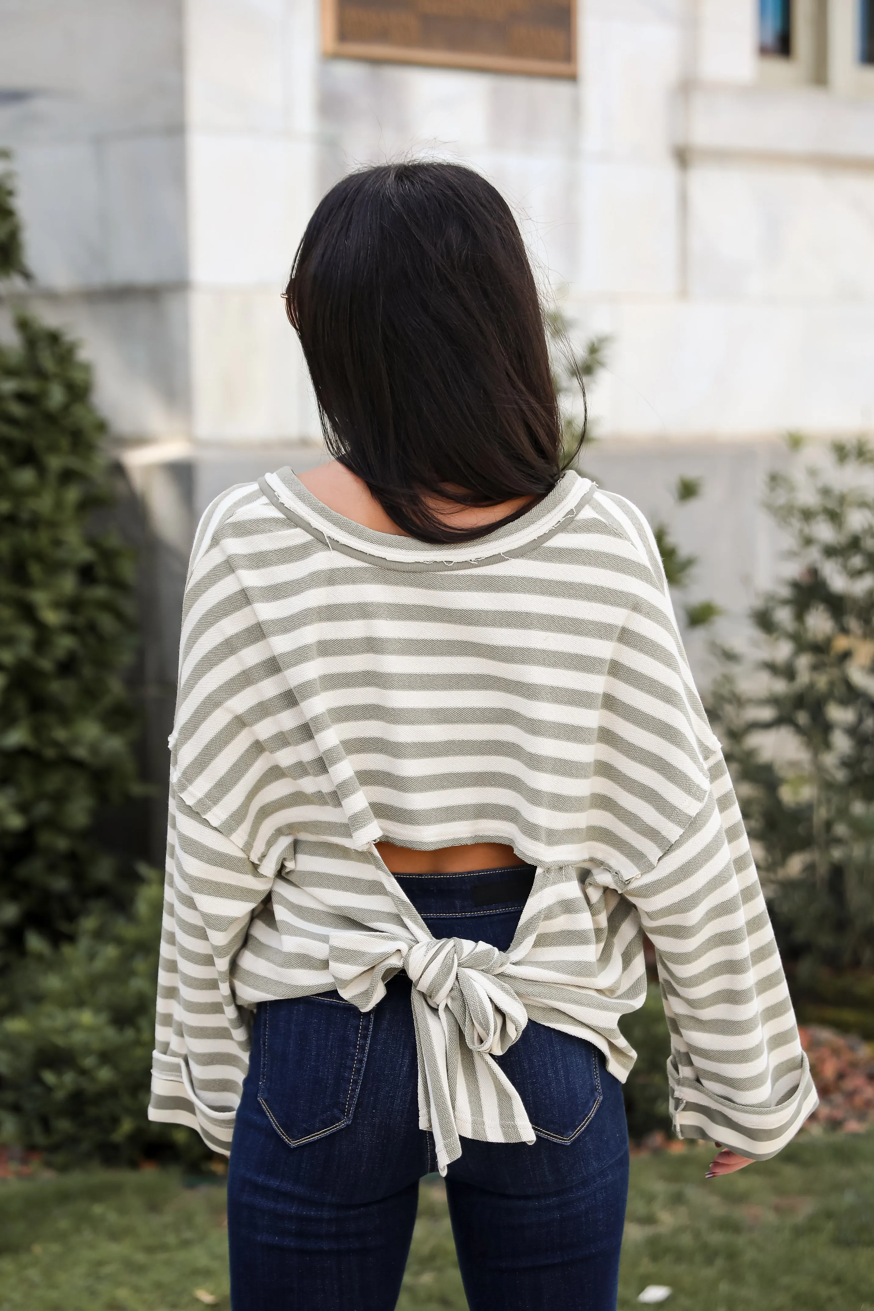 FINAL SALE - Iconic Composure Light Olive Striped Top