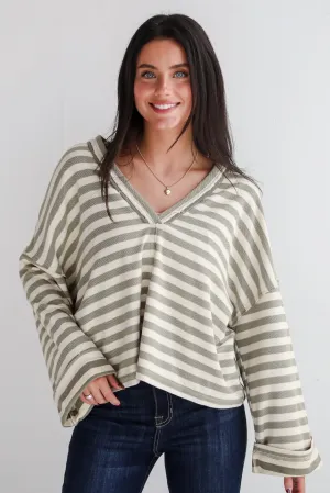 FINAL SALE - Iconic Composure Light Olive Striped Top
