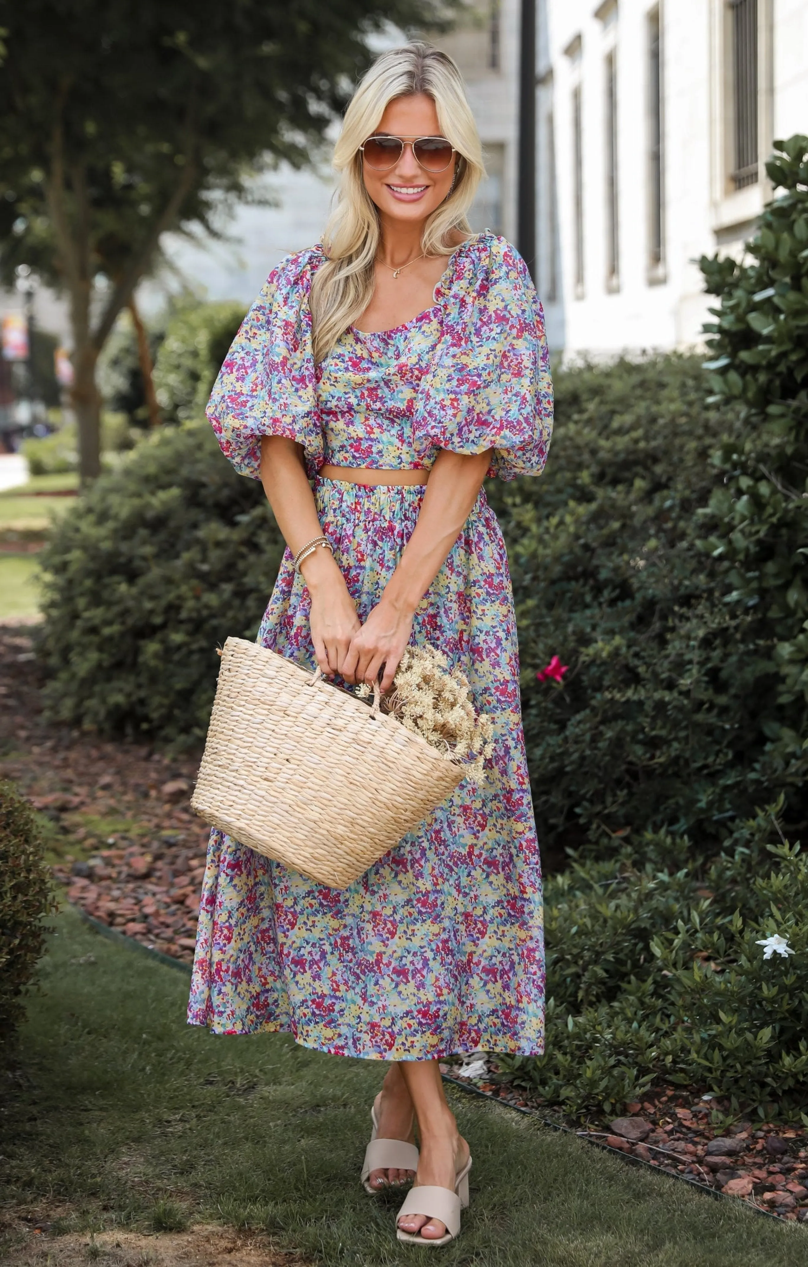 FINAL SALE - Instantly Perfect Multicolored Floral Cropped Blouse