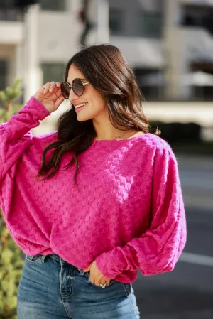 FINAL SALE - Kendall Magenta Checkered Knit Top