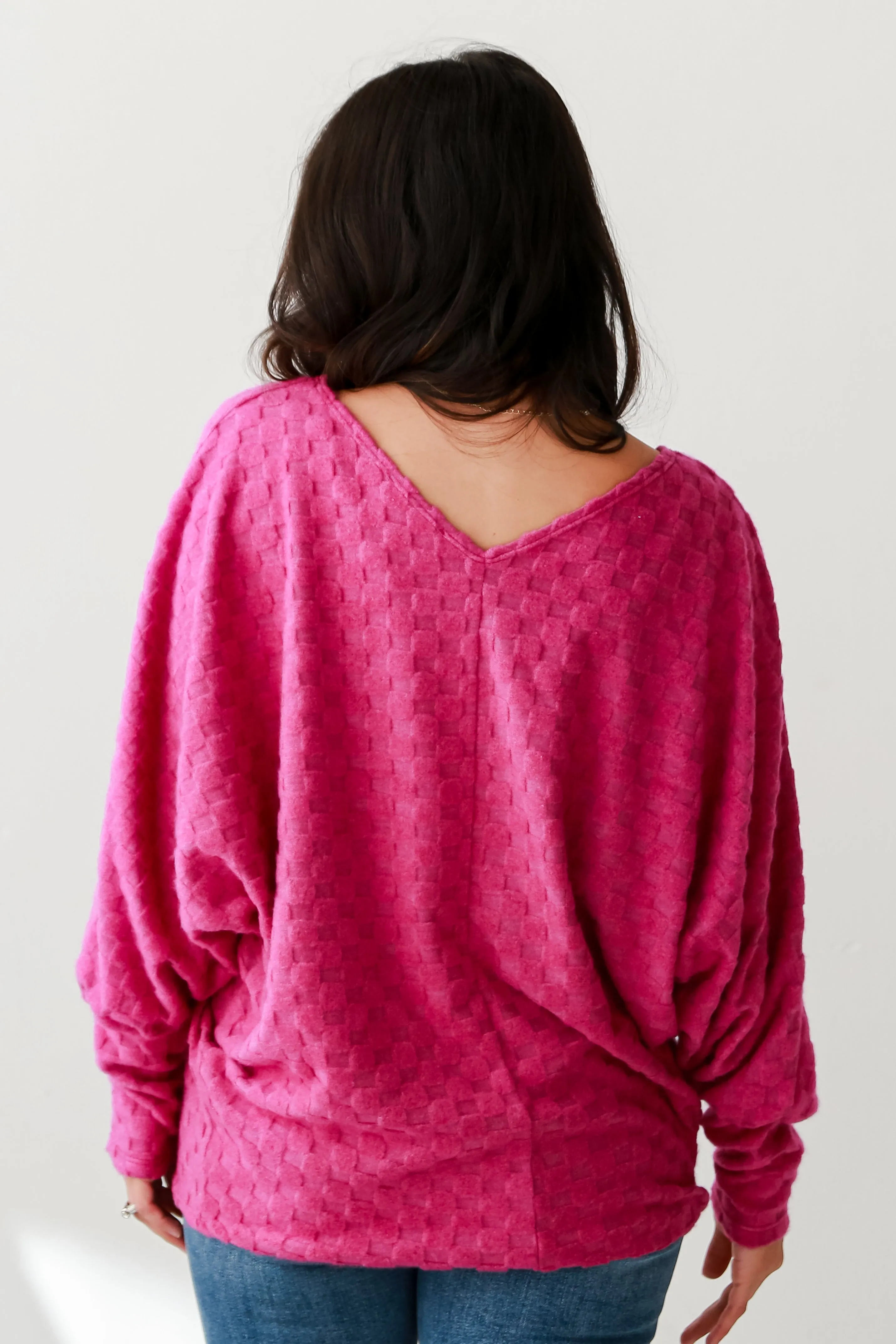 FINAL SALE - Kendall Magenta Checkered Knit Top