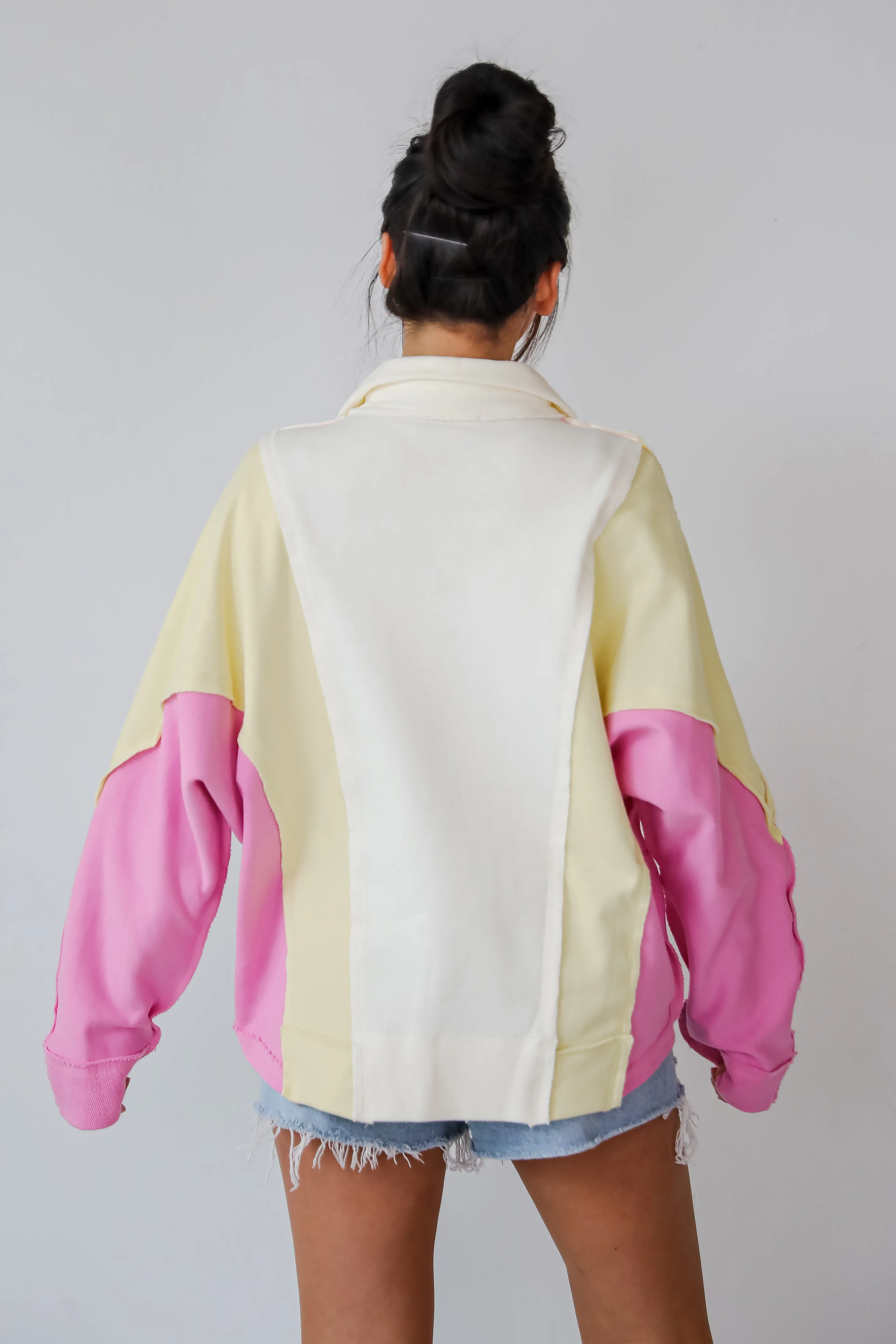 FINAL SALE - Lucky Cutie Pink Color Block Collared Pullover