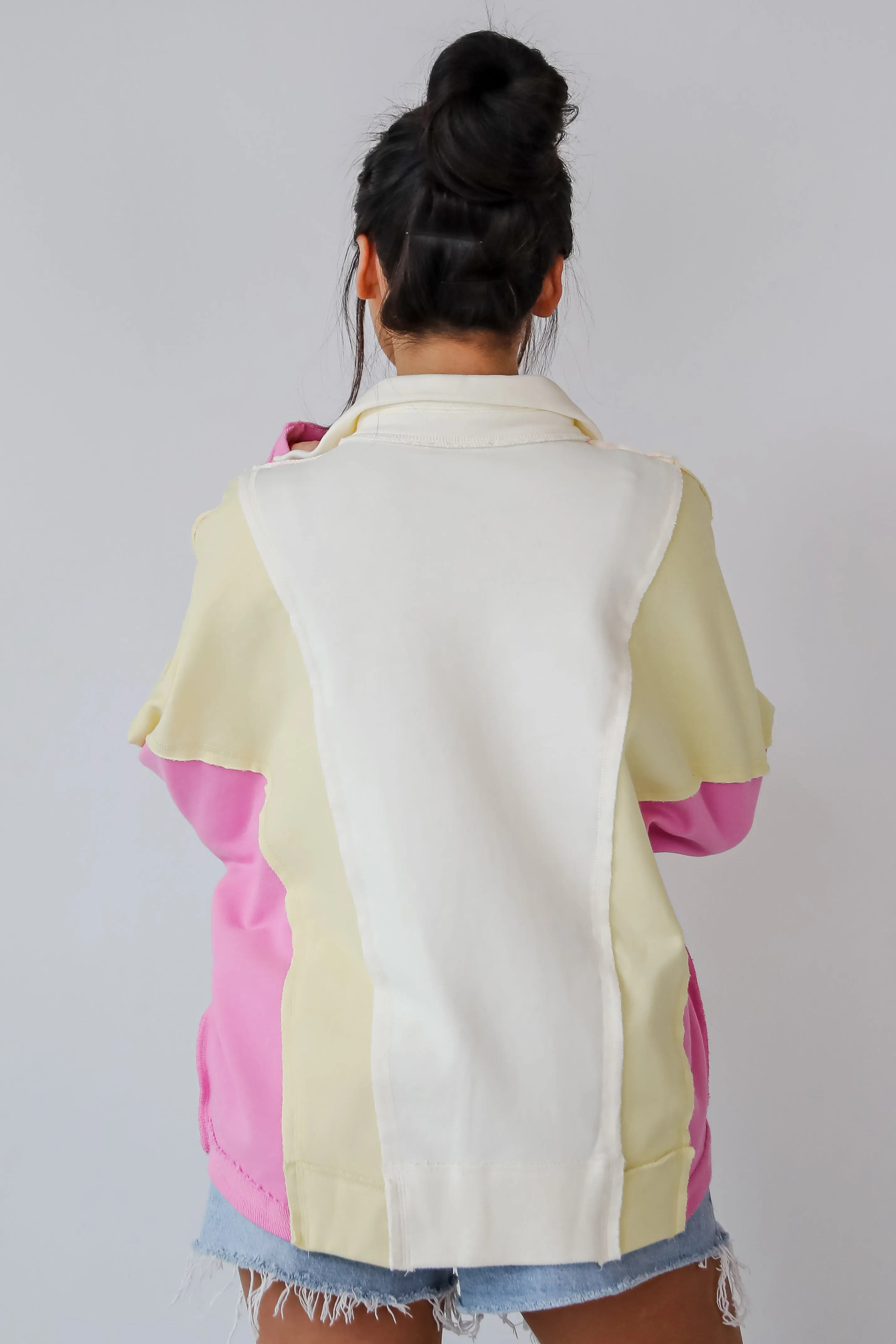 FINAL SALE - Lucky Cutie Pink Color Block Collared Pullover