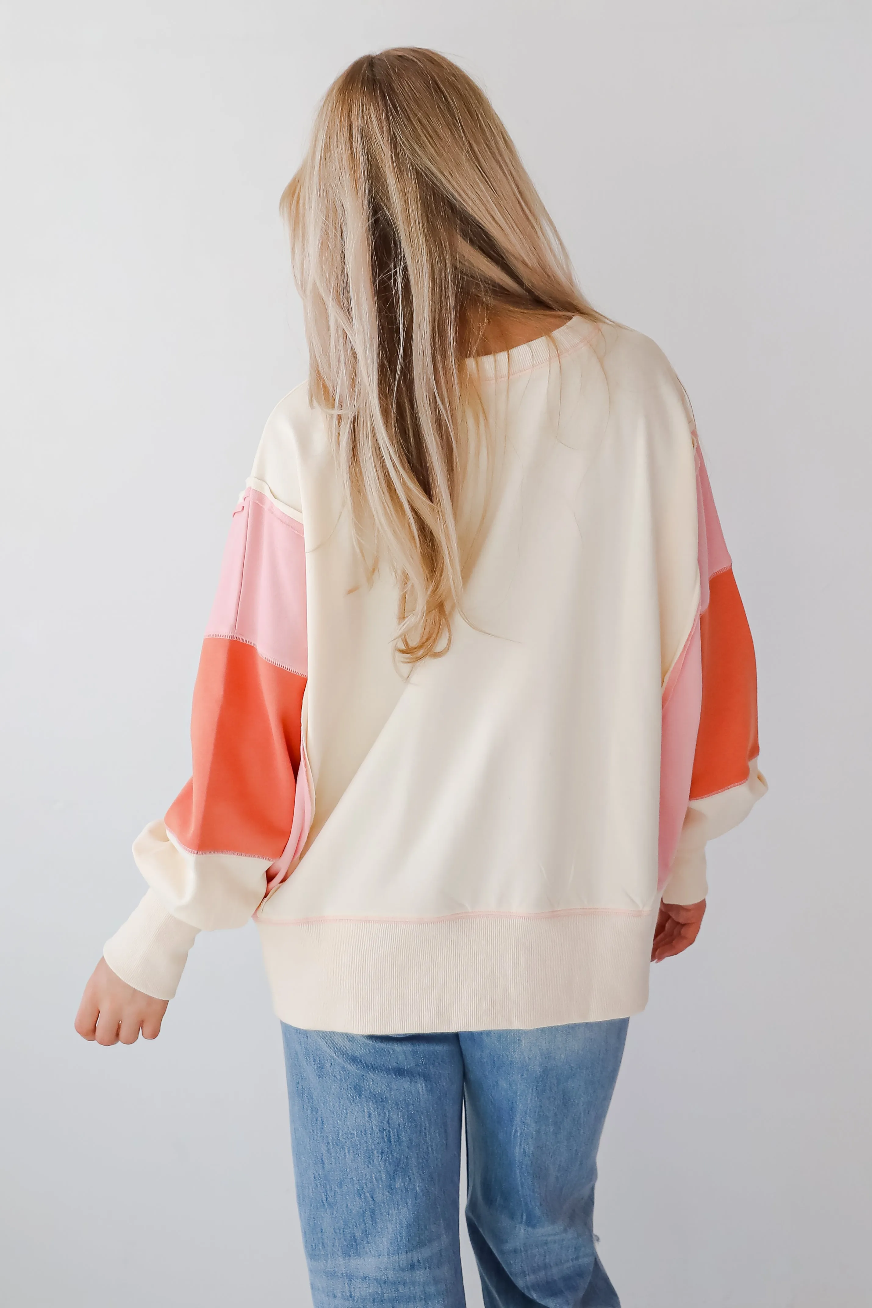 FINAL SALE - Perfect Coziness Cream Color Block Pullover