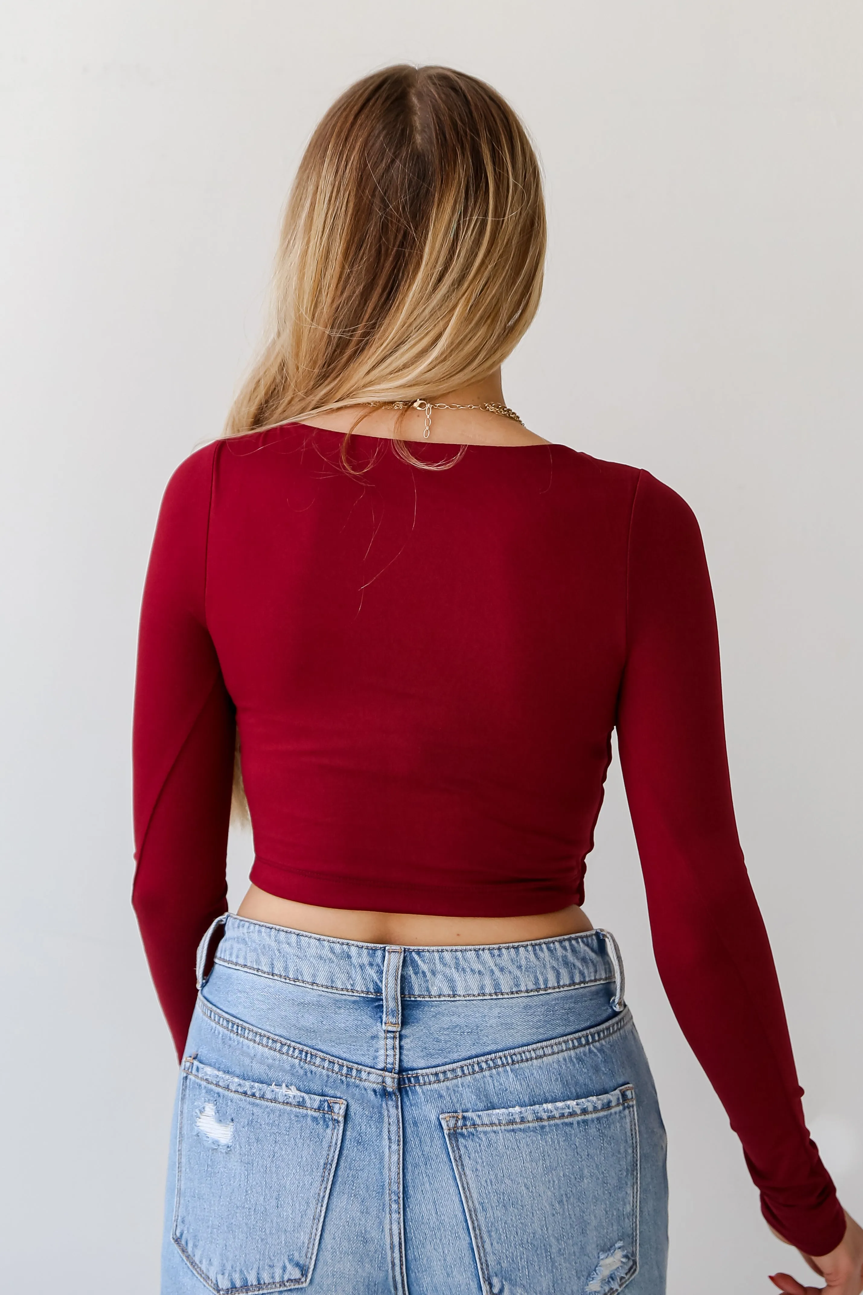 FINAL SALE - Raven Burgundy Square Neck Crop Top