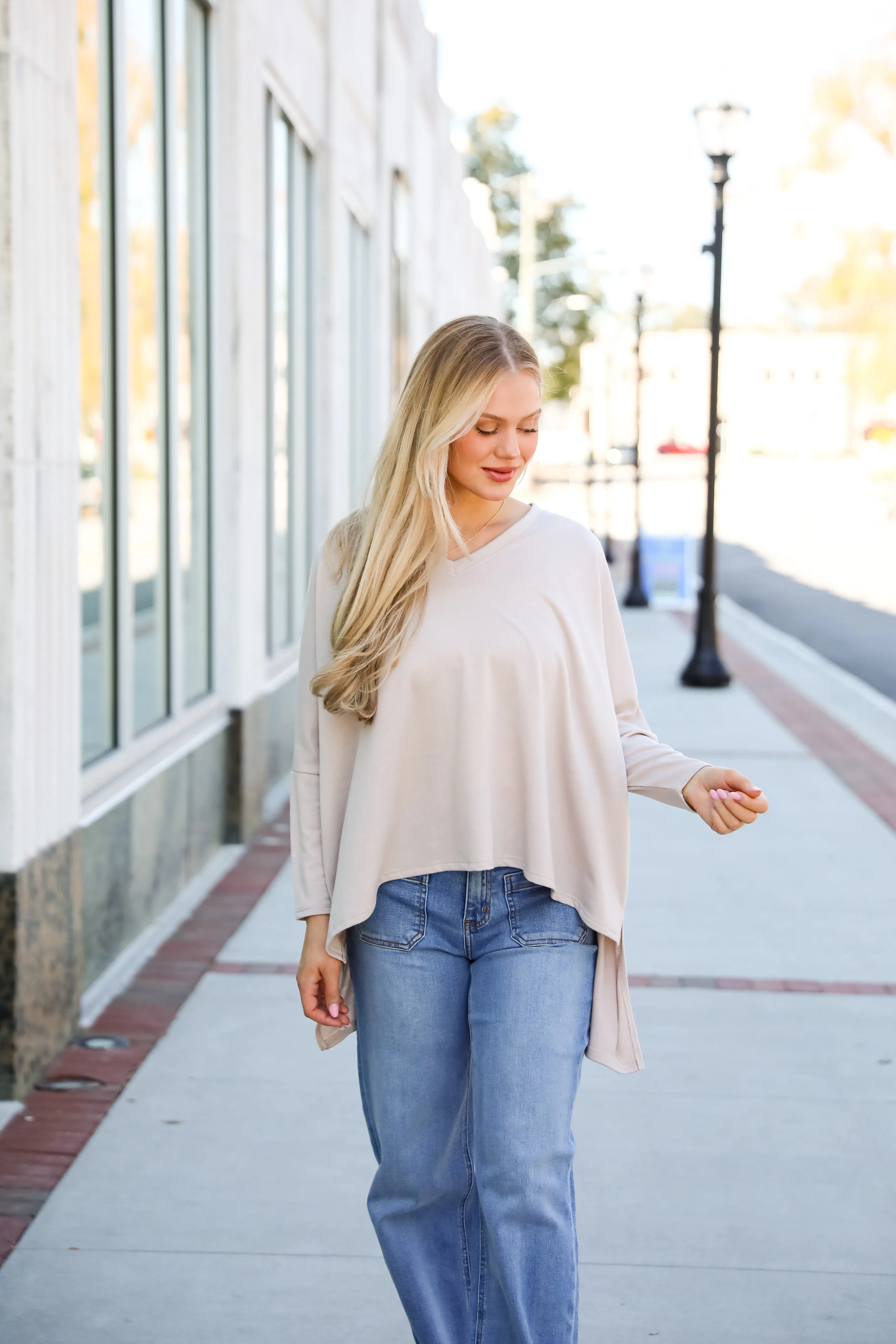 FINAL SALE - Real Relaxation Taupe Oversized Top - DOORBUSTER